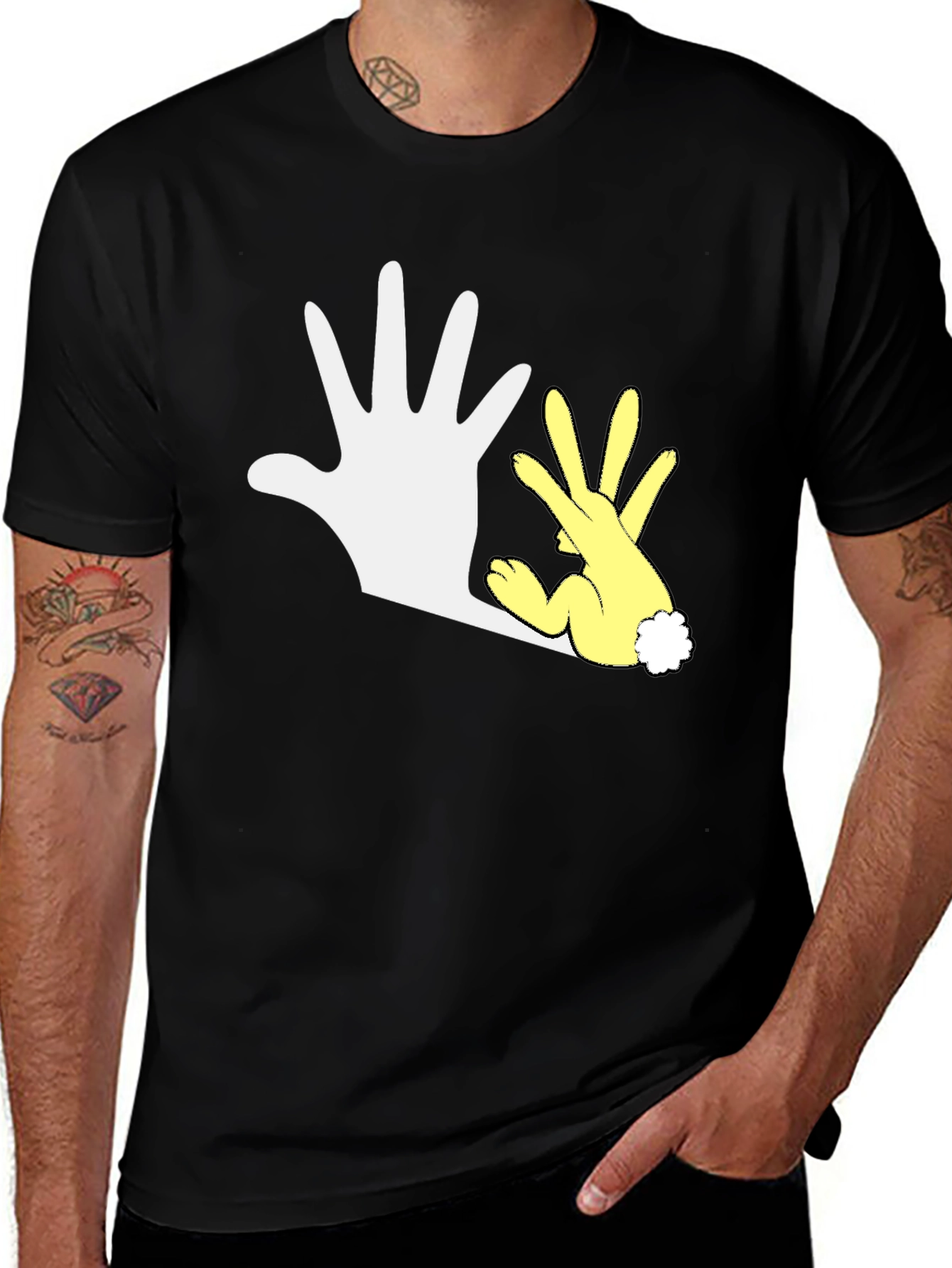 Variant 15 of Hand Shadow Bunny Graphic Tee