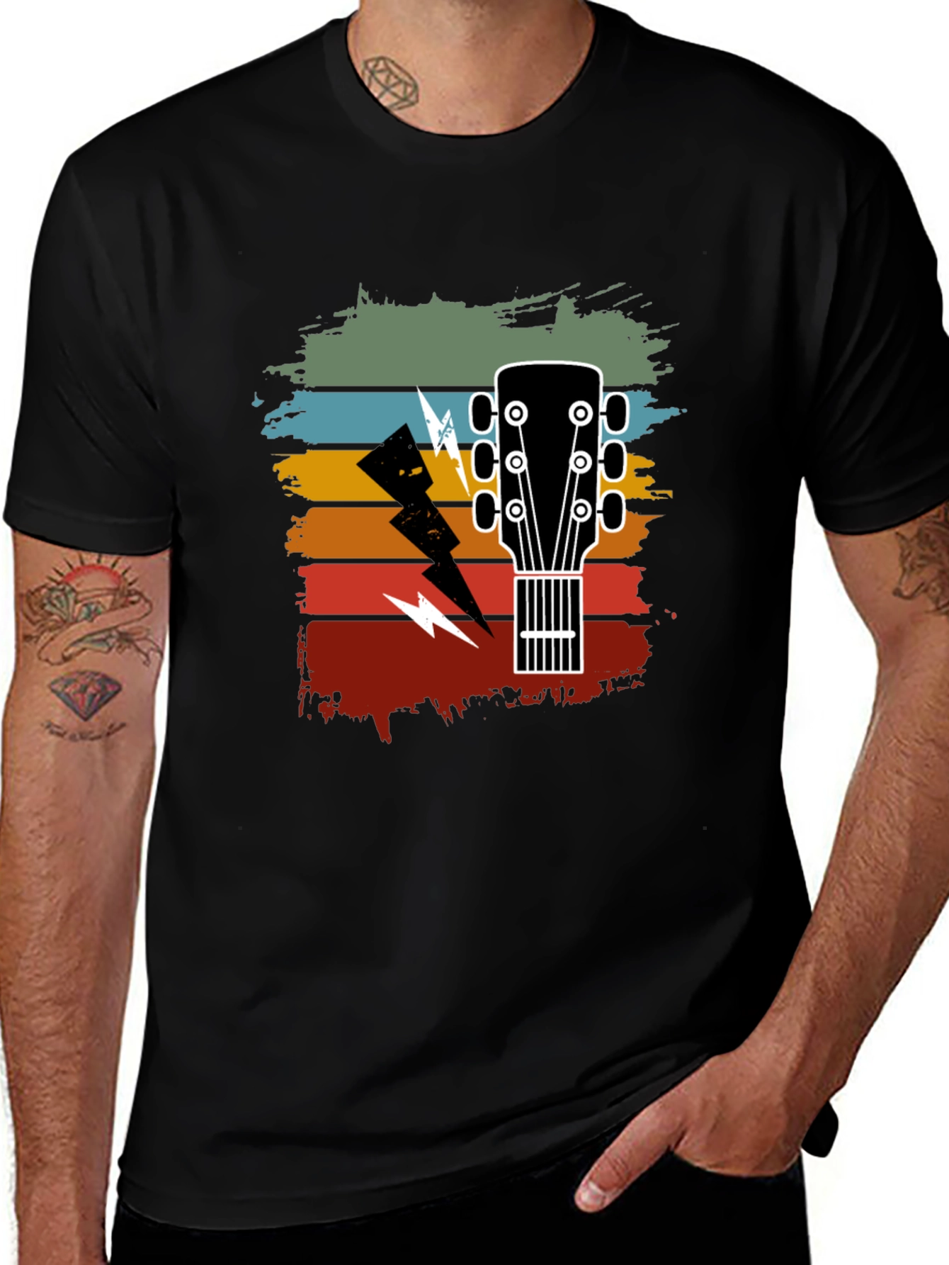 Variant 24 of Retro Guitar Lightning Bolt Graphic Tee