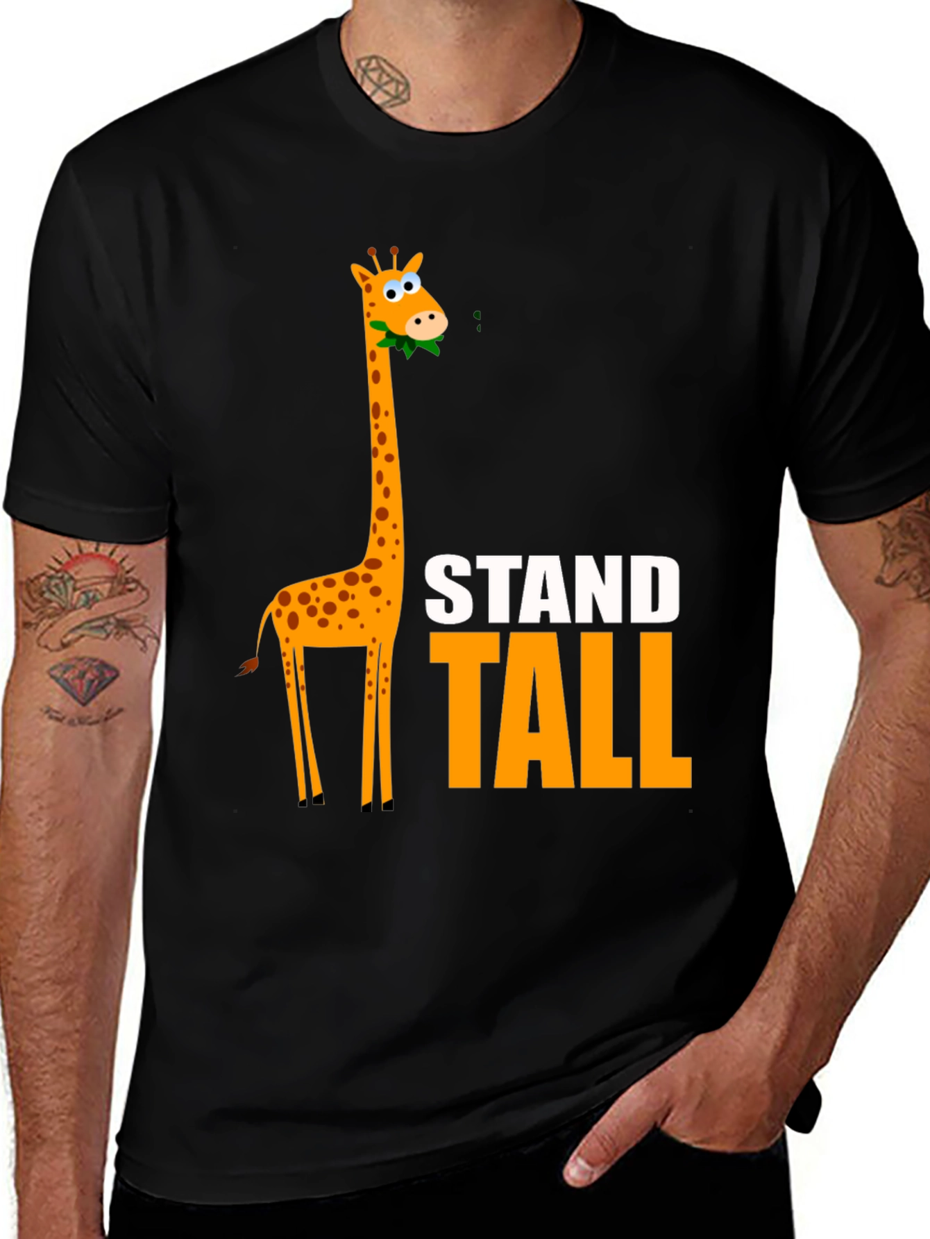 Variant 26 of Stand Tall Giraffe Graphic Tee - Black
