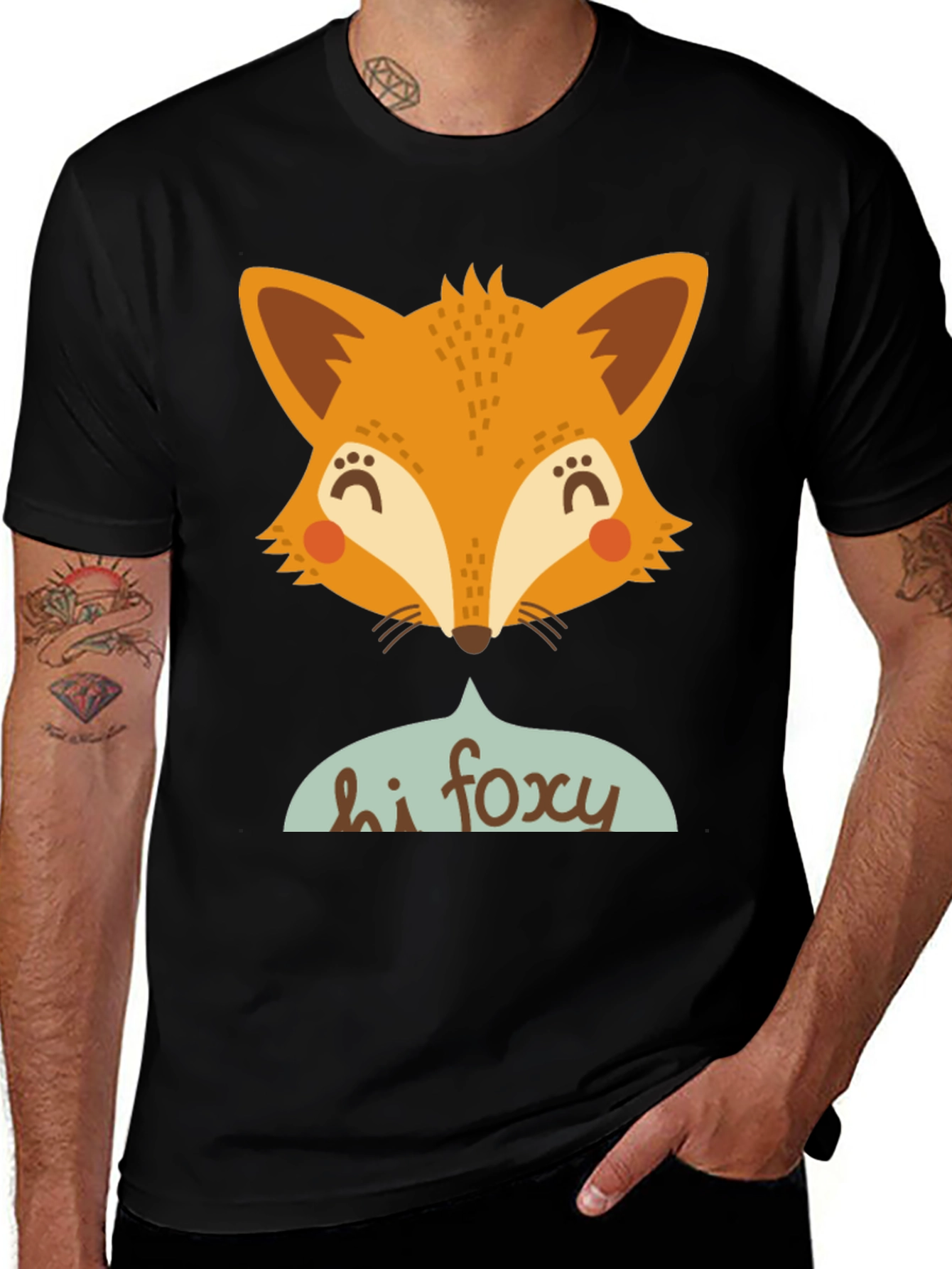 Variant 7 of Cute Fox Graphic T-Shirt - Unisex Black Tee