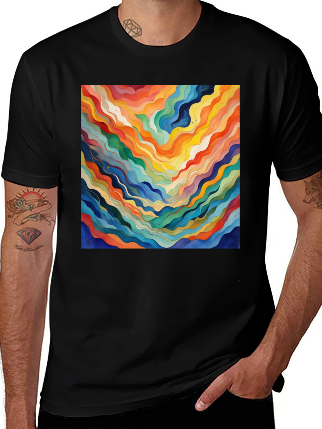 Variant 11 of Abstract Wave Art Black T-Shirt