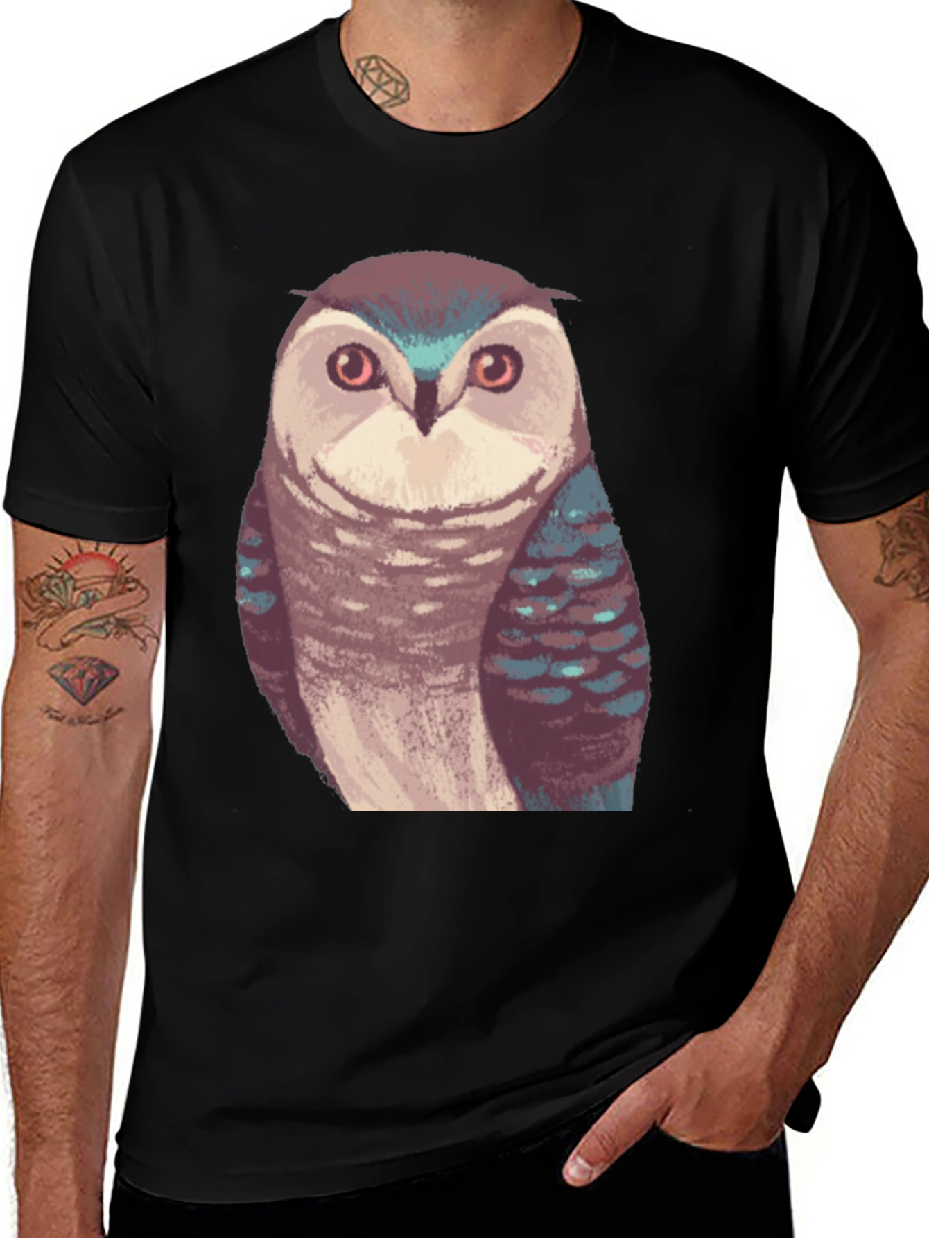 Variant 8 of Owl Graphic Black T-Shirt - Unique Design