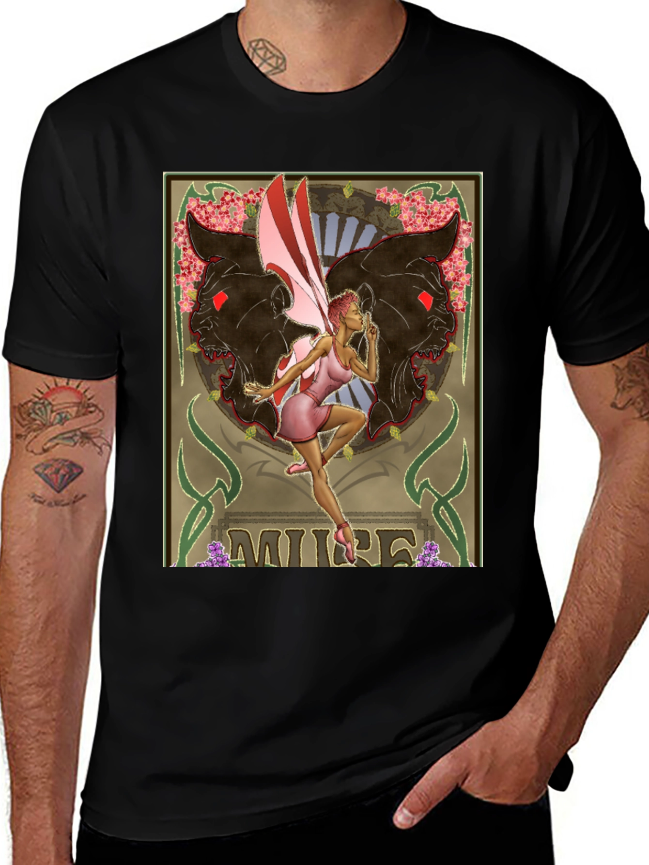Variant 8 of Muse Fairy Graphic Black T-Shirt