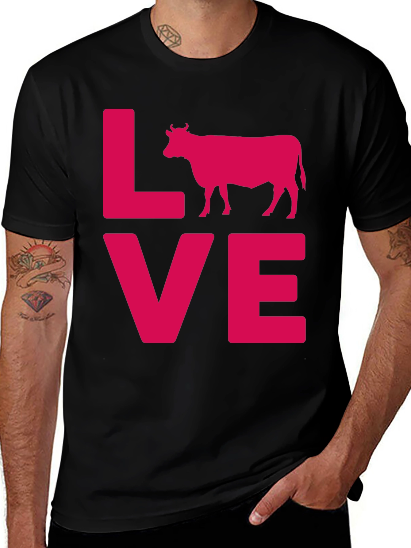 Variant 26 of Love Cow Graphic Tee - Black Unisex T-Shirt