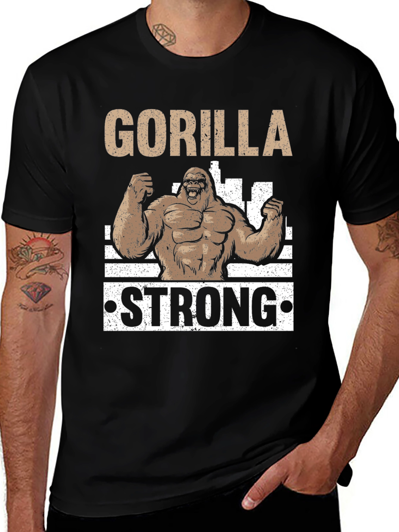 Variant 17 of Gorilla Strong Black T-Shirt