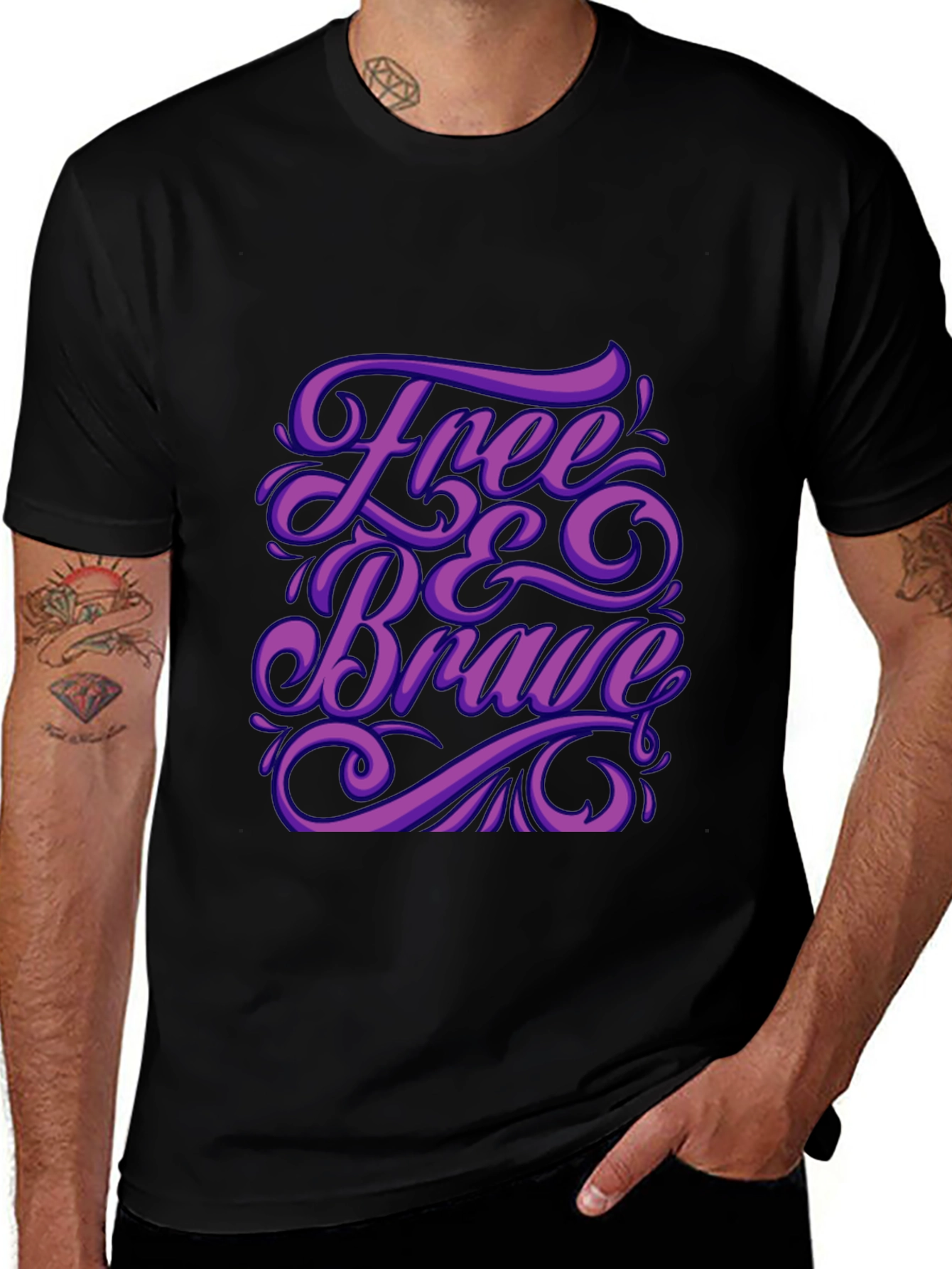 Variant 13 of Free & Brave Graphic Black T-Shirt