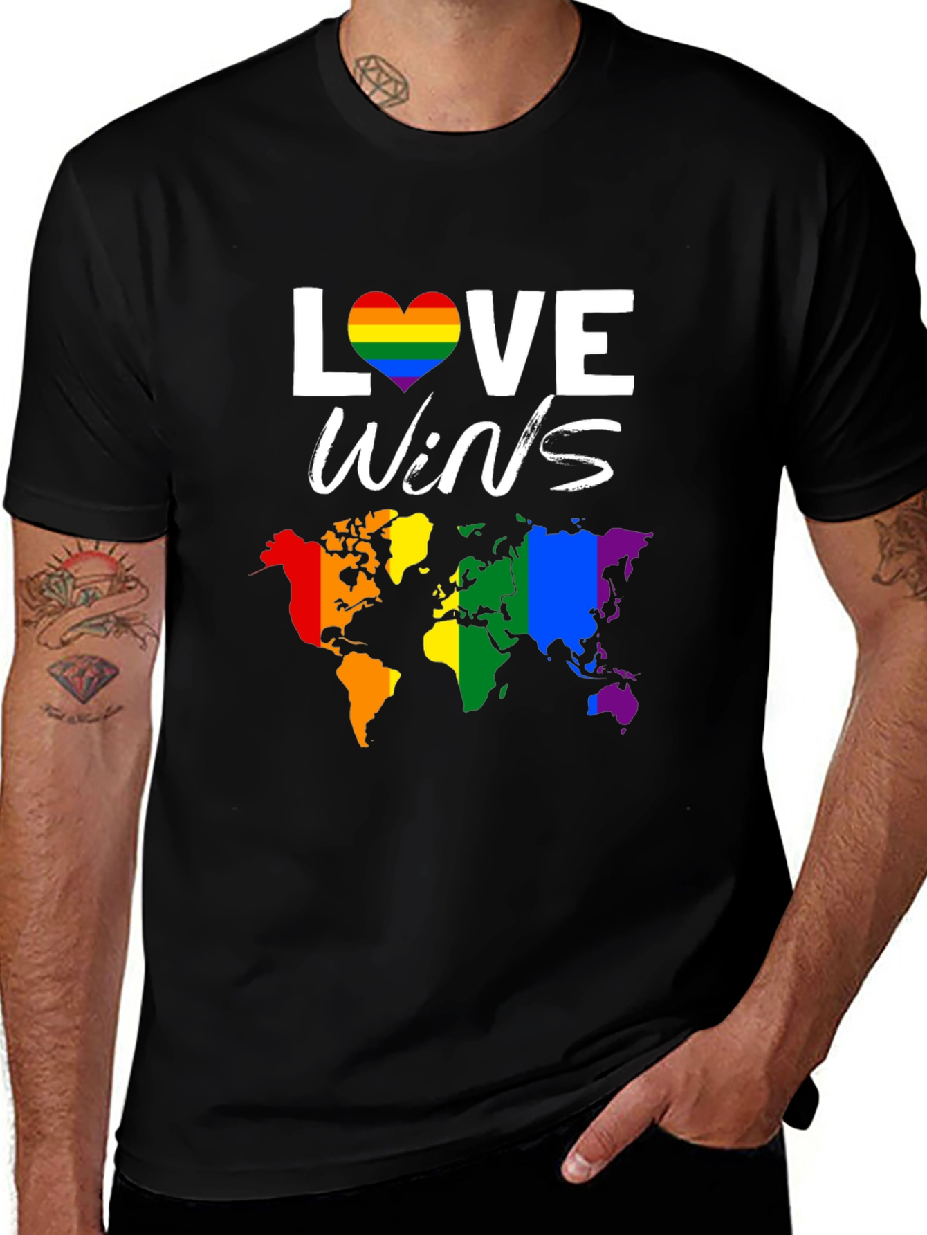 Love Wins Pride T-Shirt with World Map