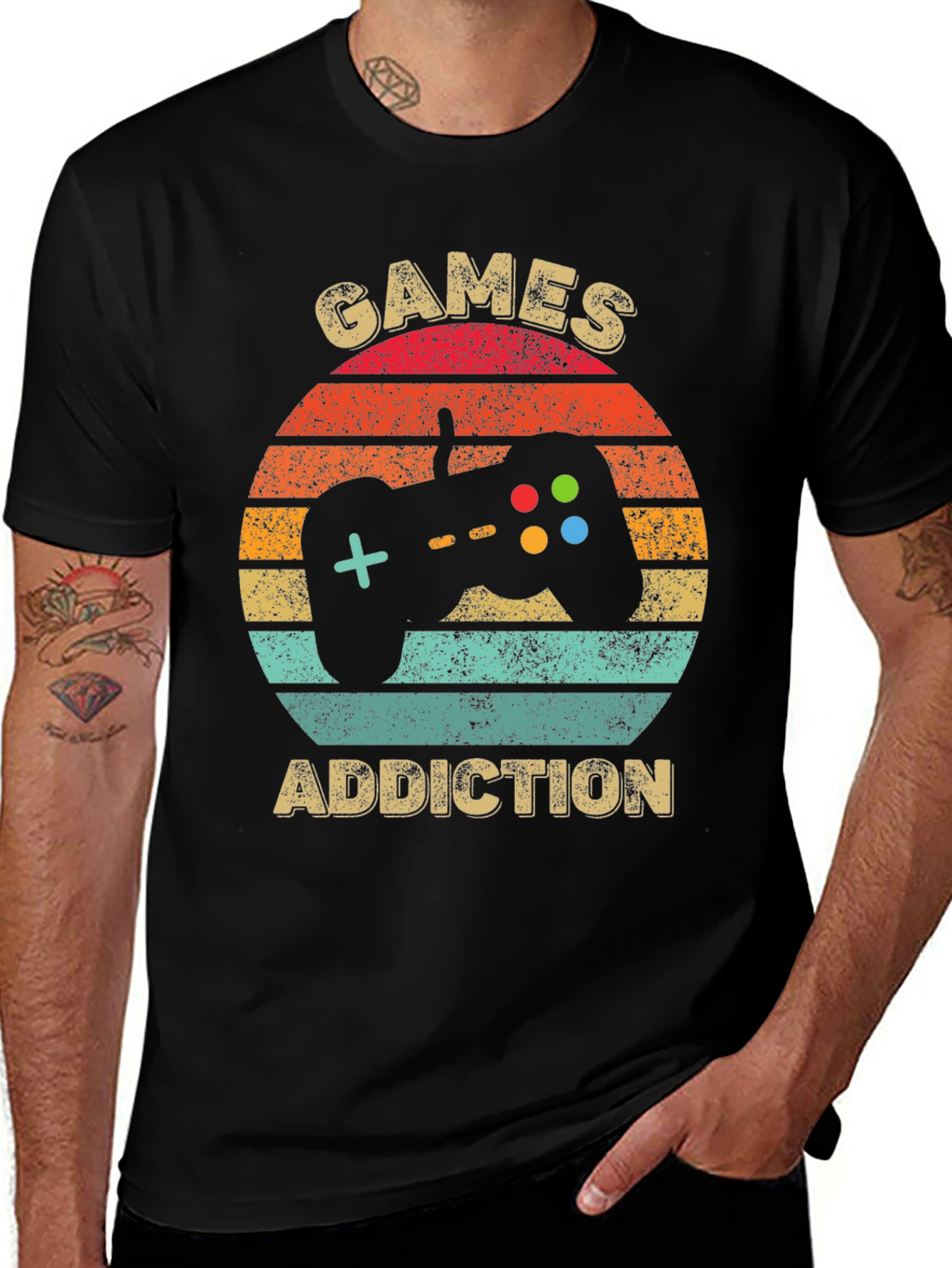 Variant 20 of Games Addiction Black Graphic Tee