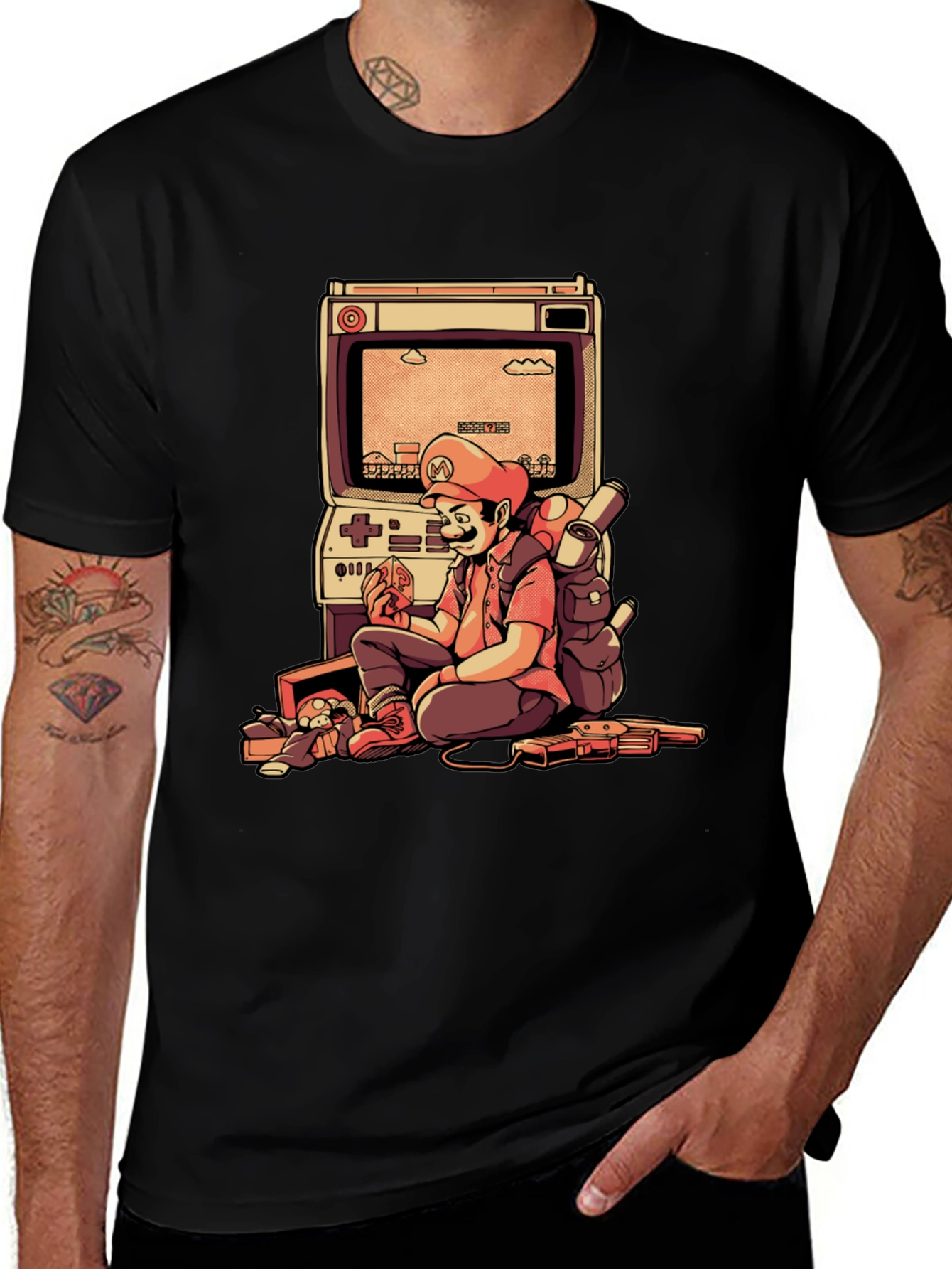 Retro Gamer Tee - Mario Arcade Design