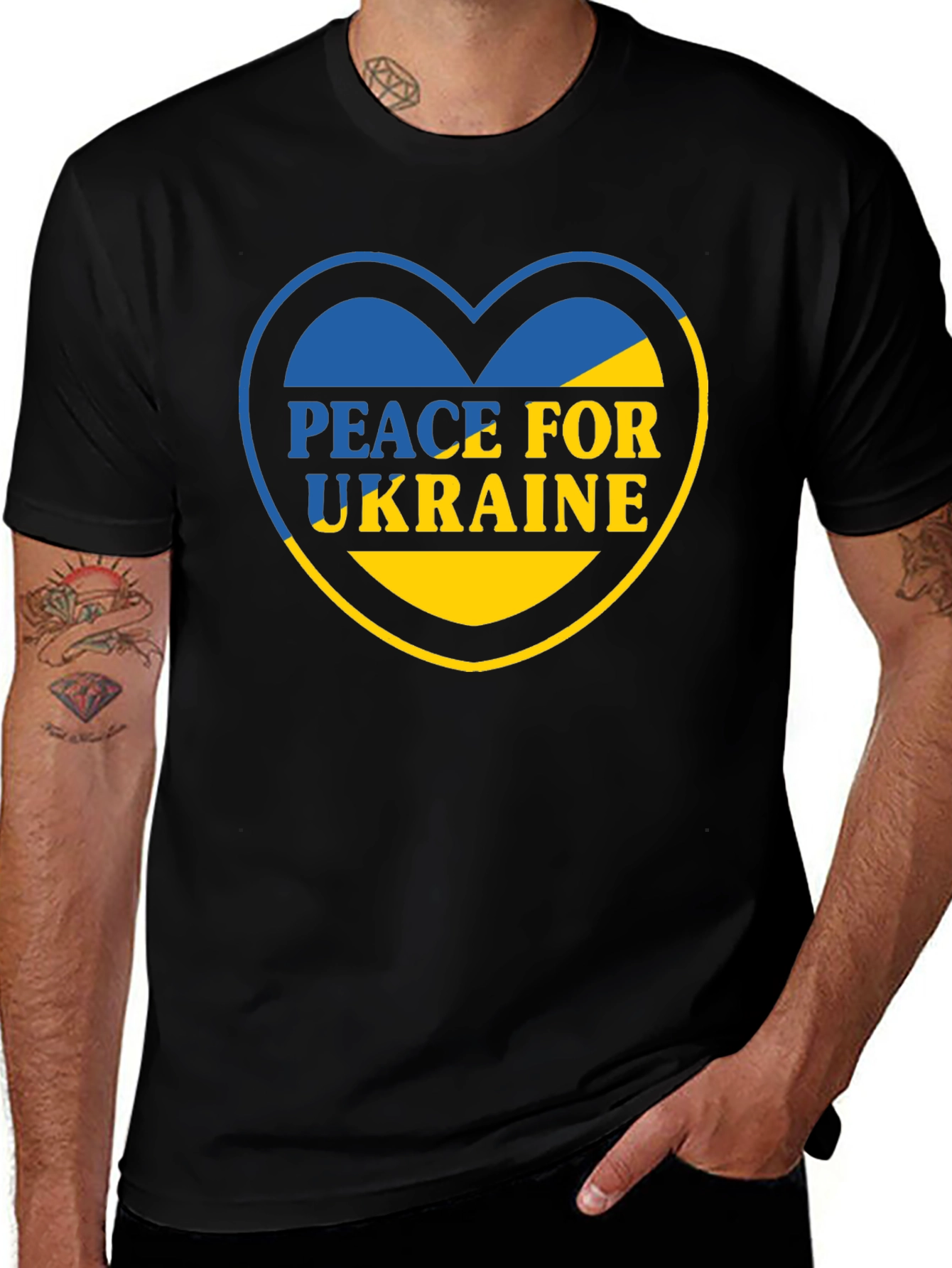Peace for Ukraine T-Shirt Heart Ukraine Flag Tee