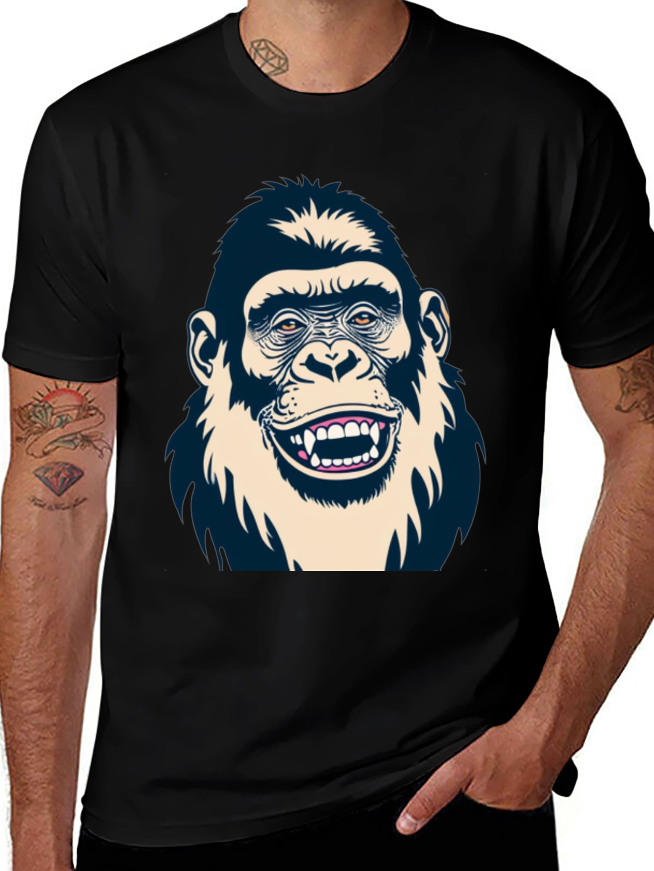 Variant 19 of Funny Ape Graphic T-Shirt - Black