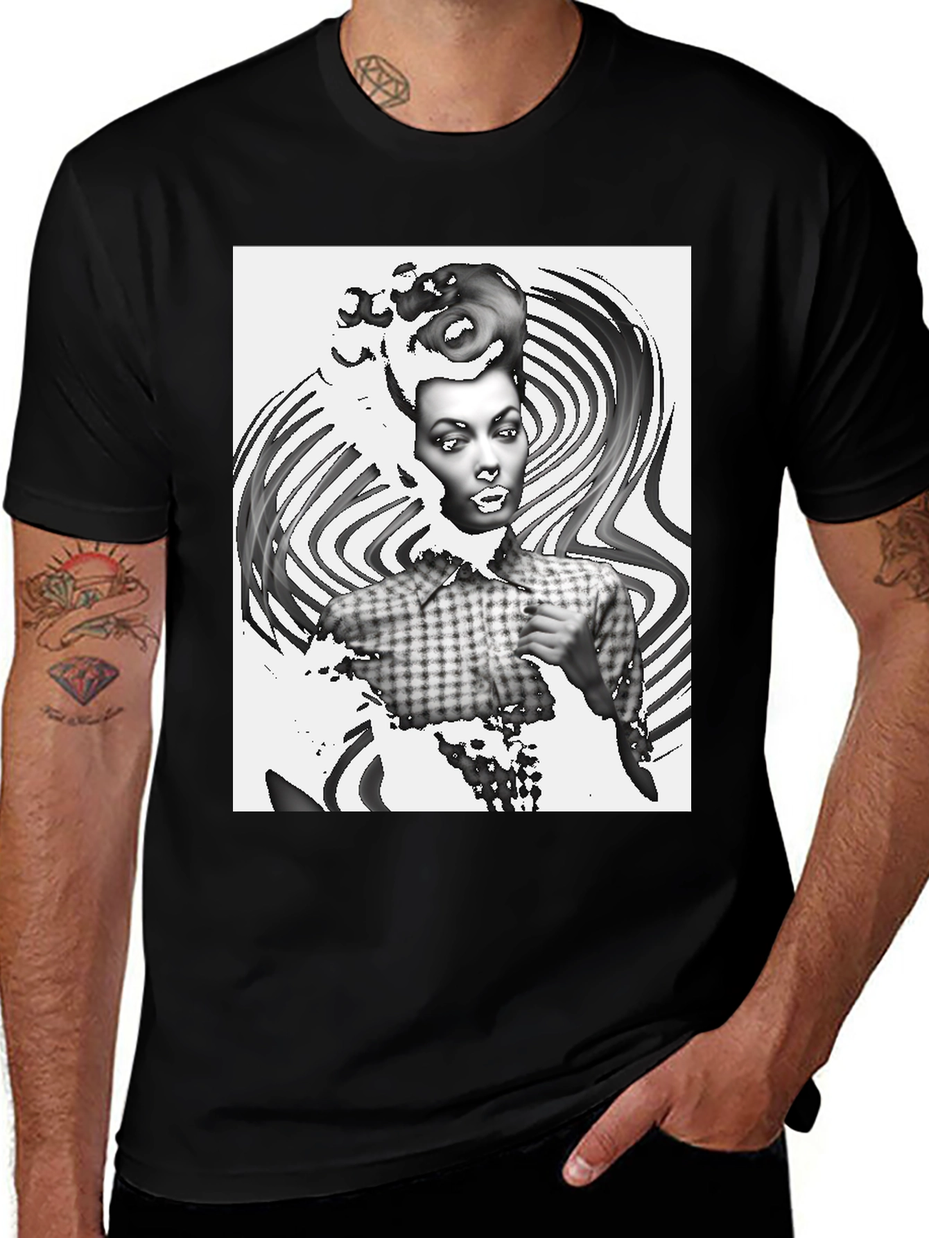 Variant 25 of Retro Black & White Woman Graphic Tee
