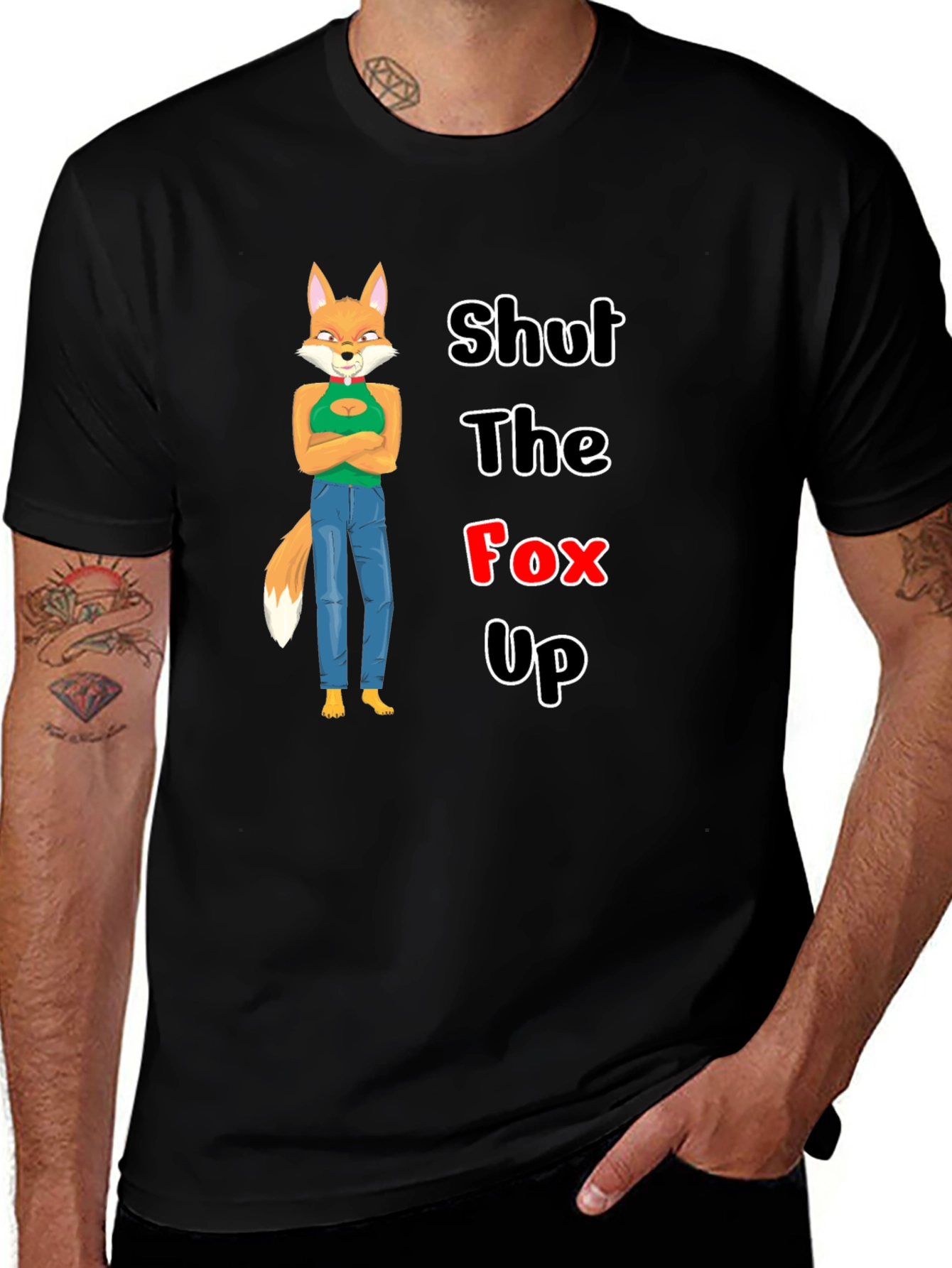 Variant 16 of Shut The Fox Up Black Graphic Tee