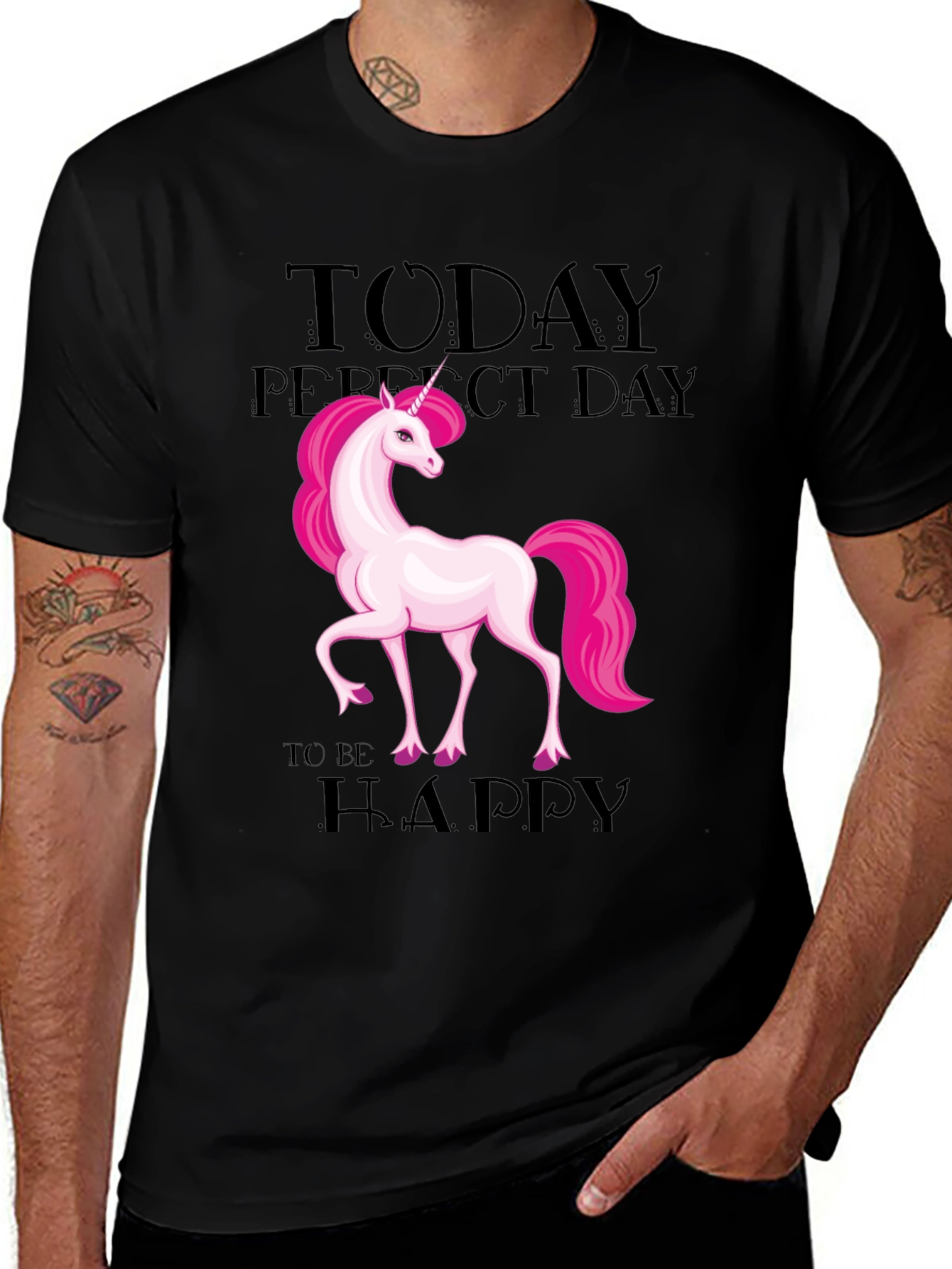Variant 14 of Unicorn Perfect Day Black T-Shirt