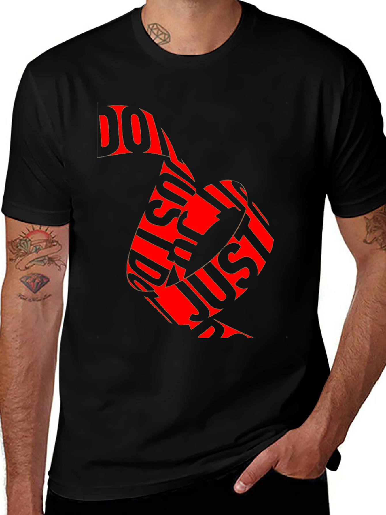 Variant 12 of Just Do It Red Graphic Print Black T-Shirt