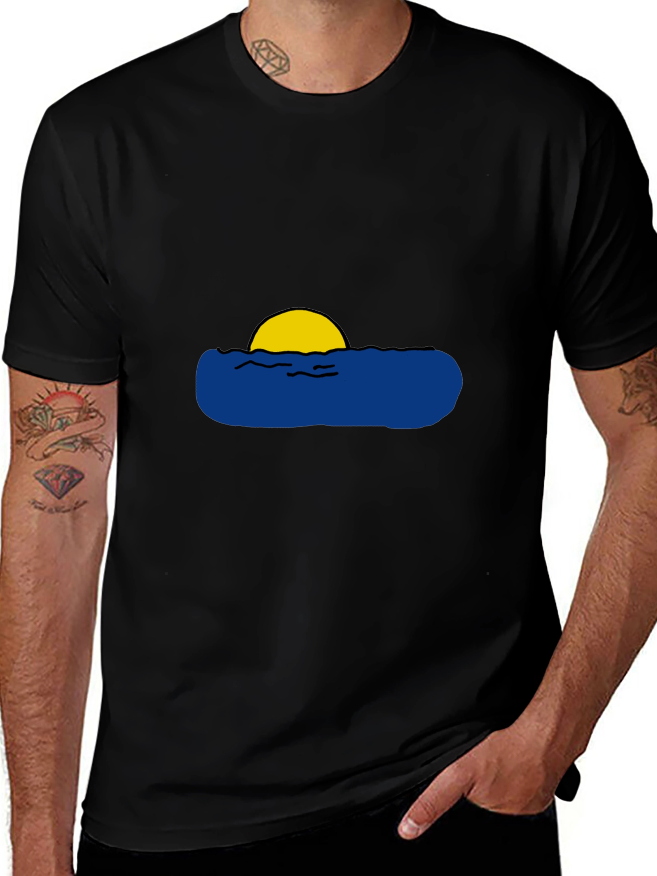 Variant 30 of Sunset Waves Graphic Black T-Shirt