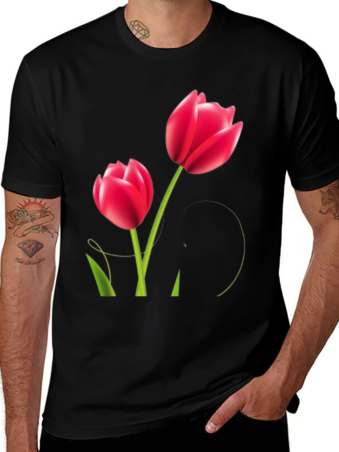 Tulip Graphic Black T-Shirt