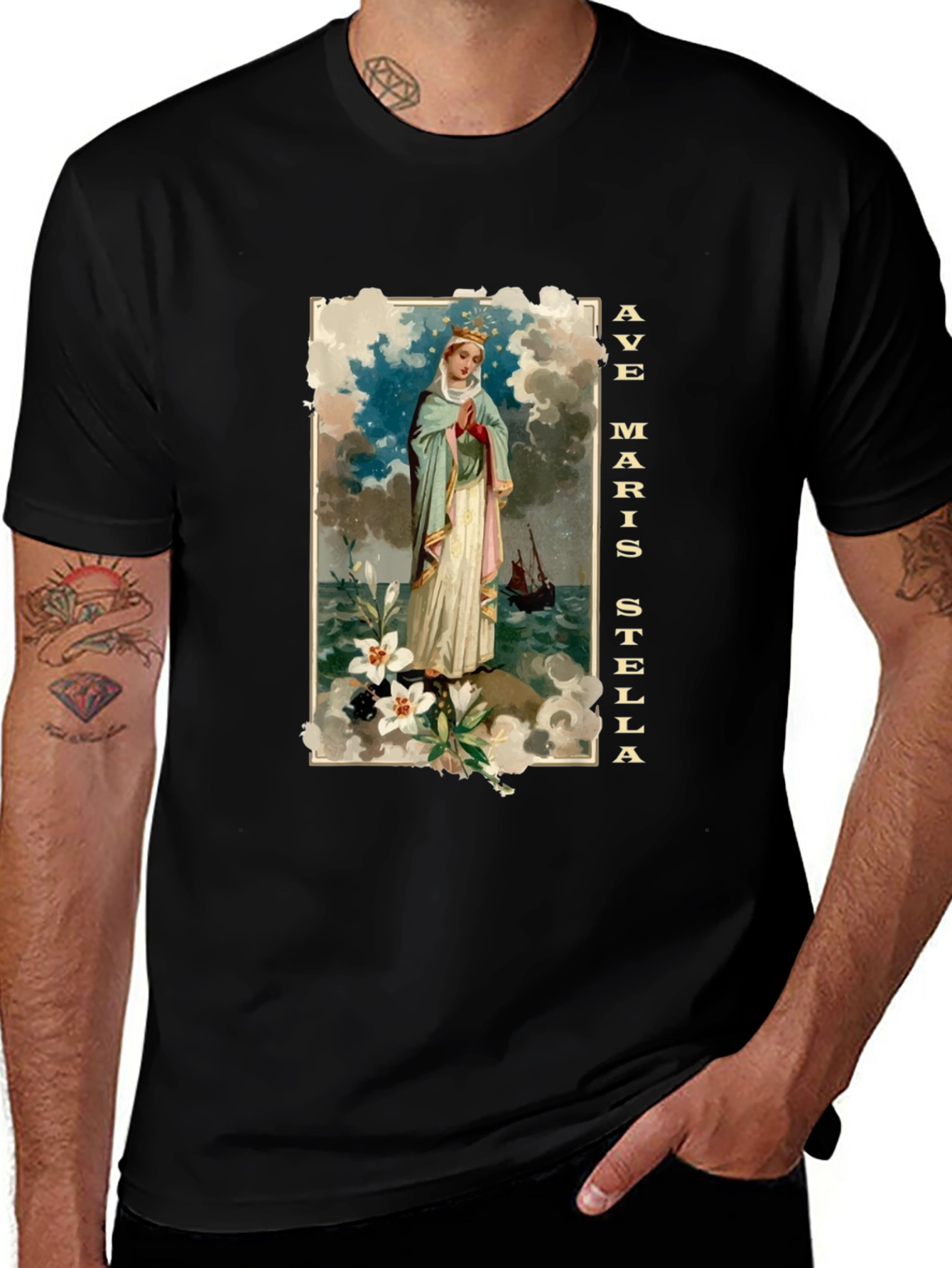 Variant 25 of Ave Maris Stella Graphic Tee - Religious Inspired T-Shirt