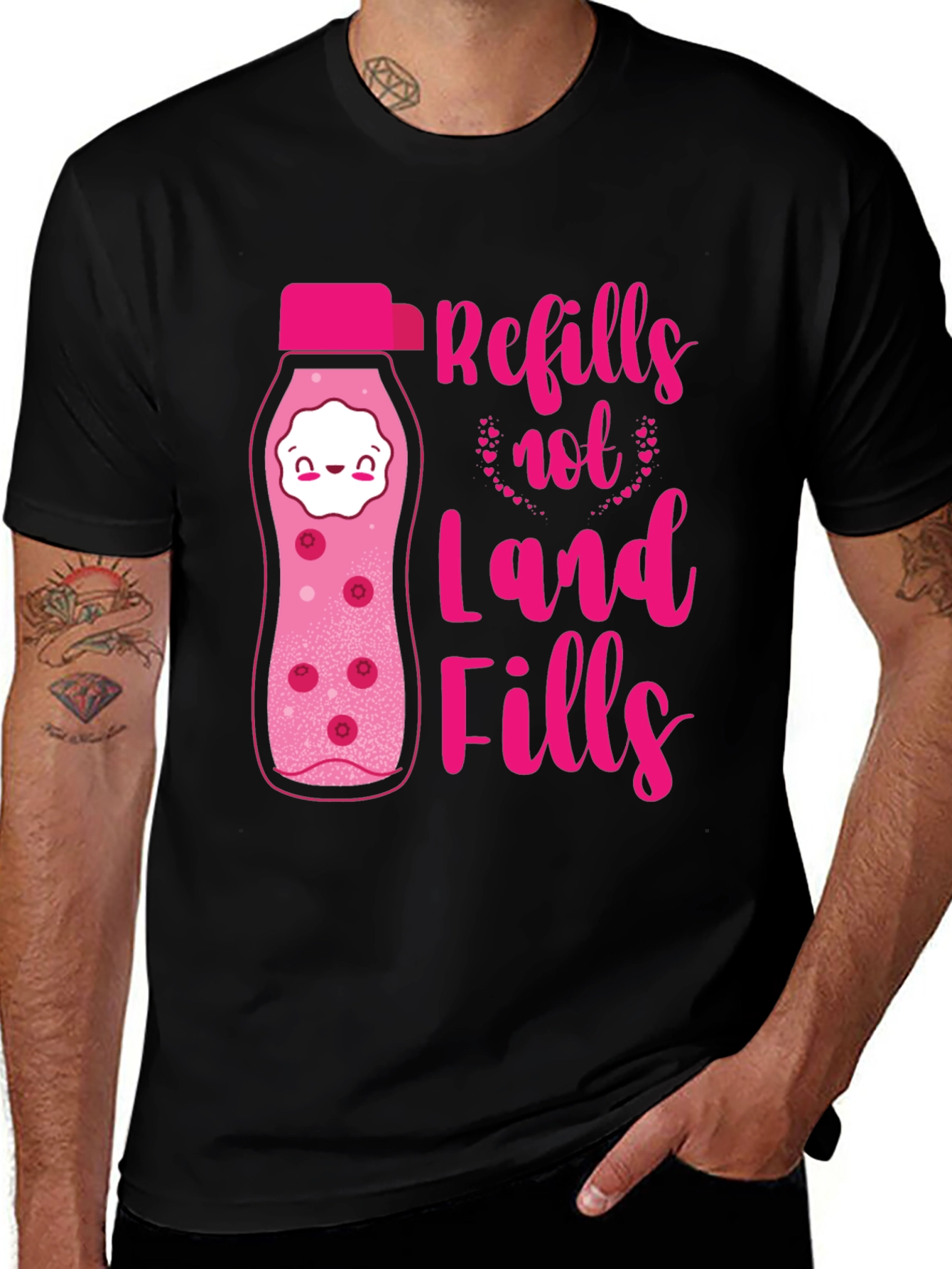 Refills Not Landfills Graphic Tee - Eco-Friendly Design