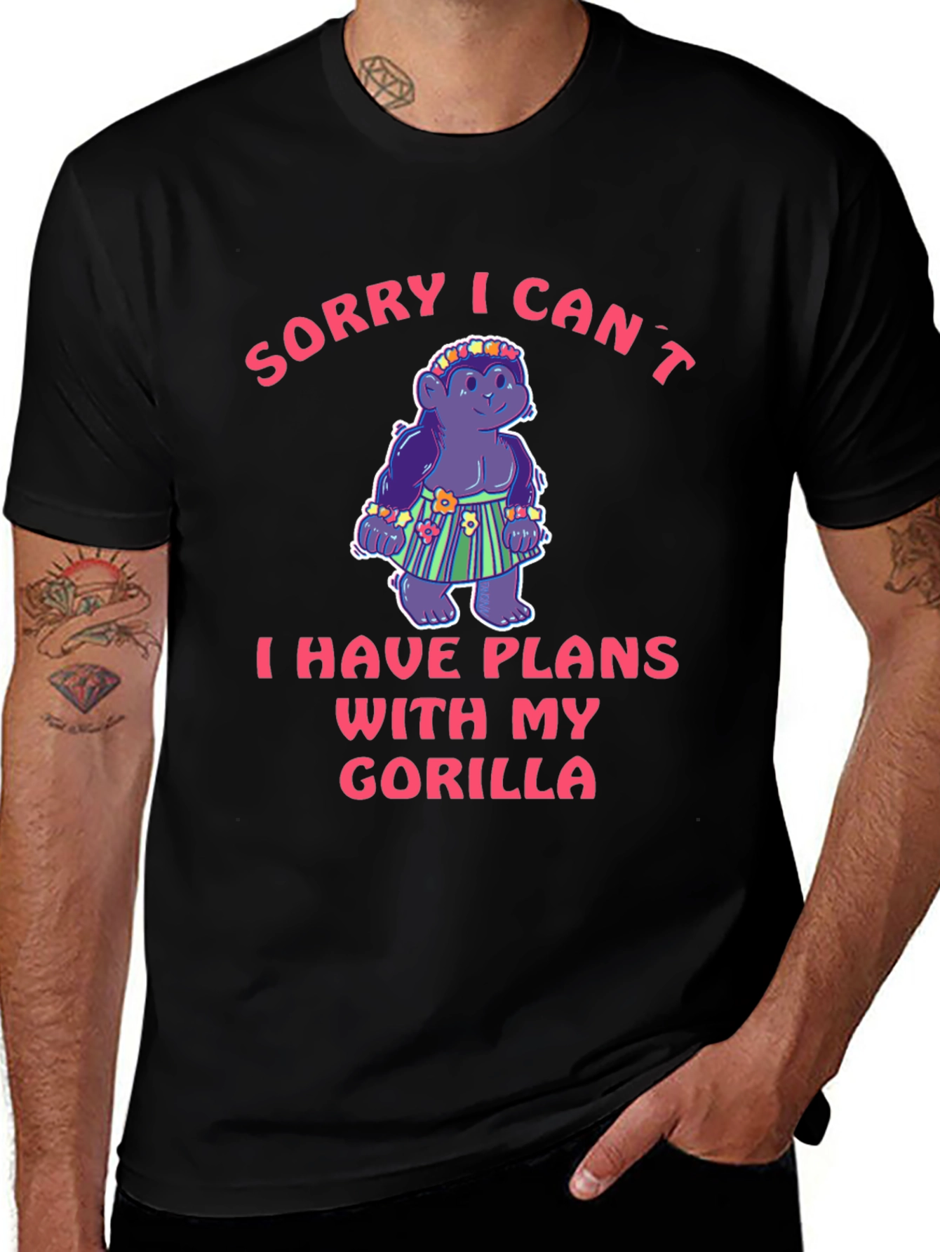 Variant 5 of Funny Gorilla Plans Graphic Tee - Soft Cotton Unisex T-Shirt