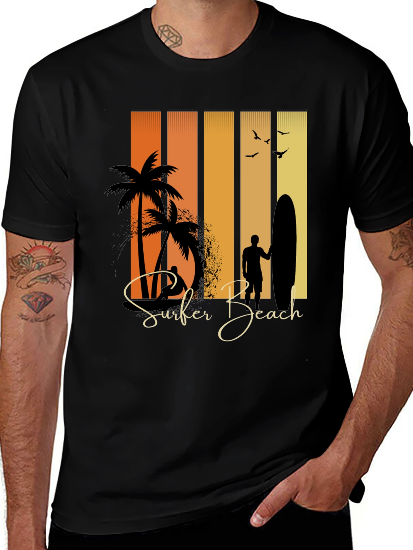 Variant 11 of Surfer Beach Graphic Tee - Stylish Summer Wear
