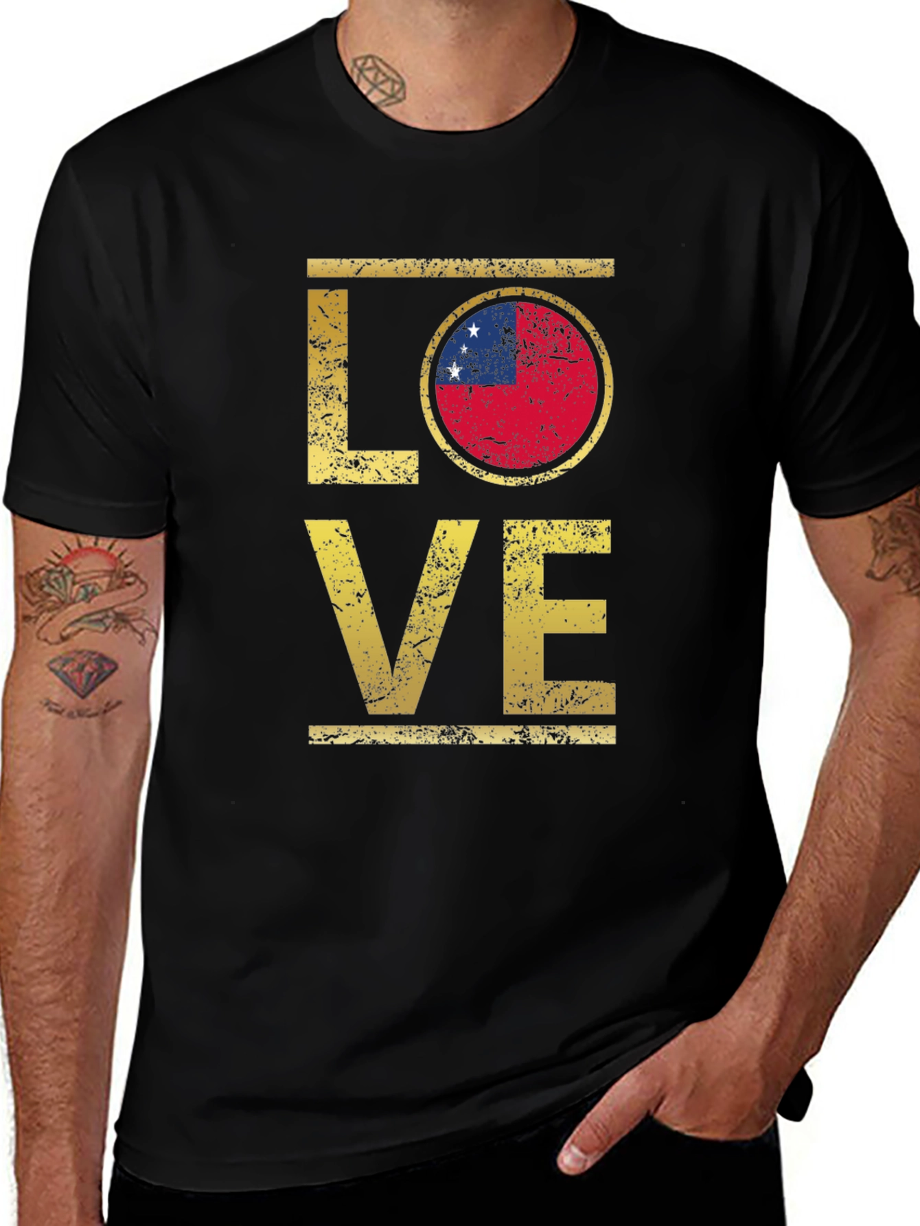 Samoa Love T-Shirt - Distressed Flag Design
