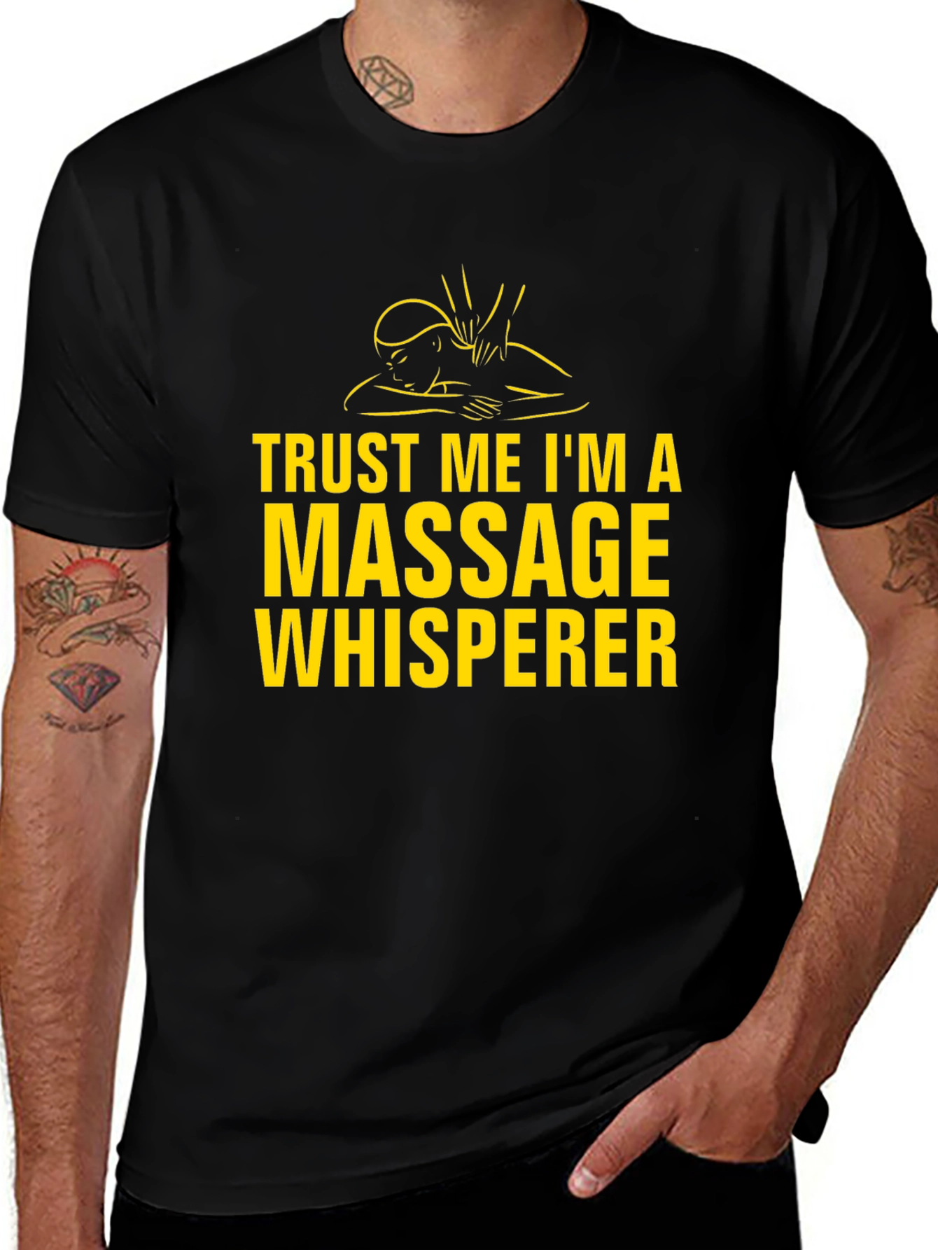 Variant 24 of Massage Whisperer Graphic Tee - Black T-Shirt