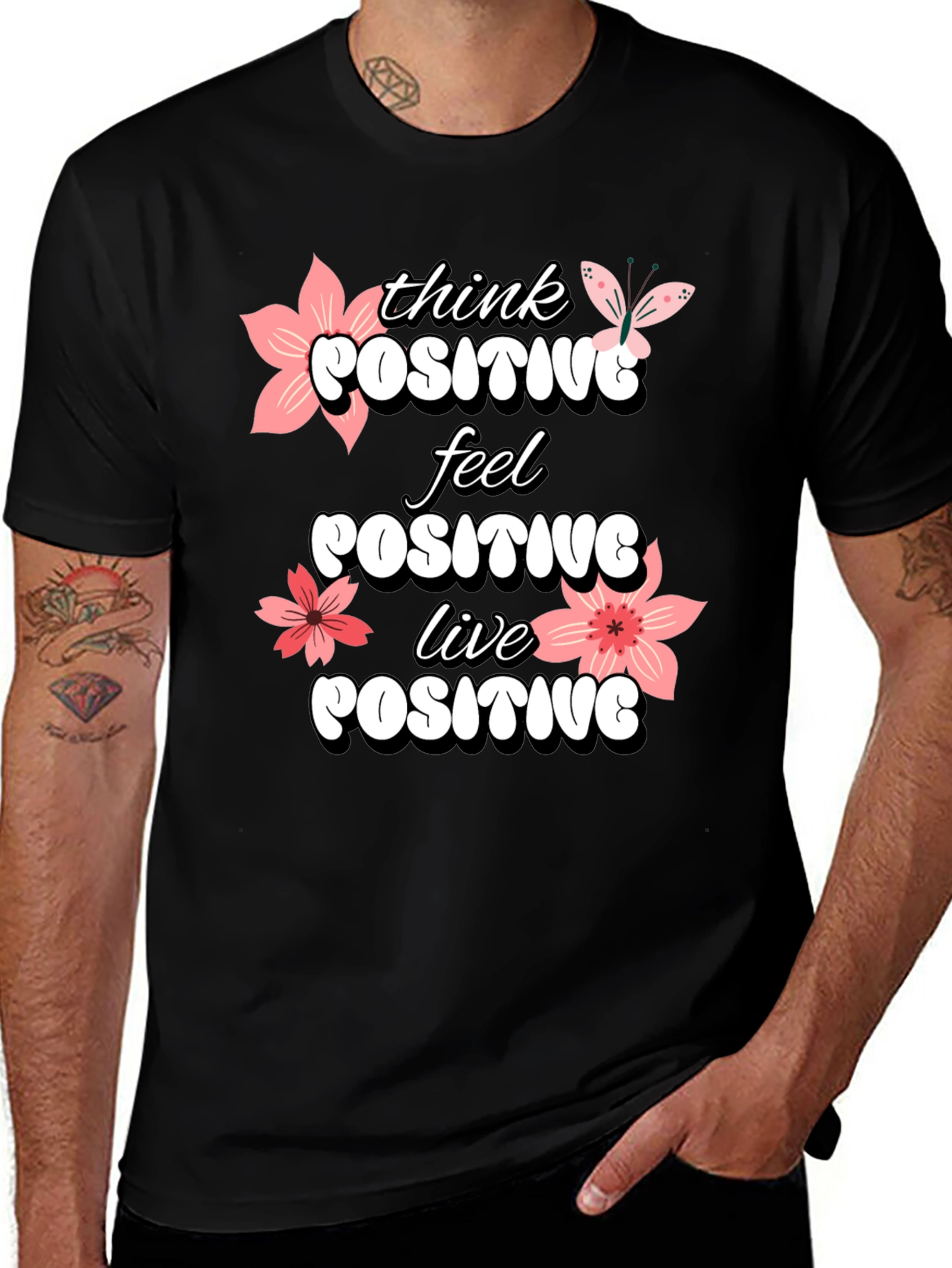 Variant 5 of Think Positive T-Shirt - Feel Good Vibes