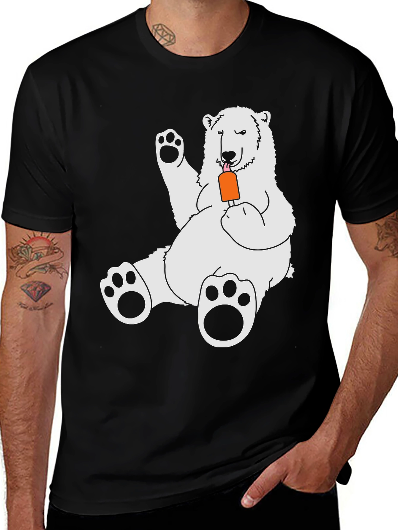Variant 27 of Cool Bear Graphic Tee - Black Cotton Blend