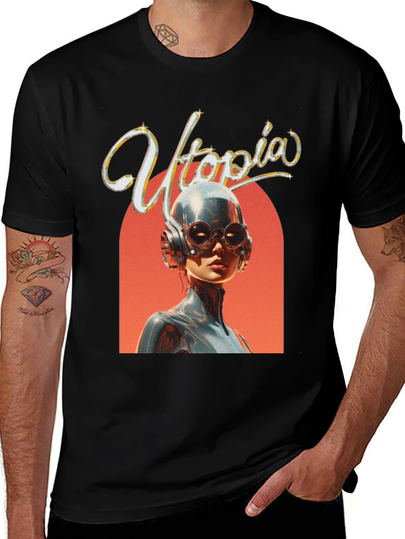 Variant 25 of Utopia Graphic Print Black T-Shirt