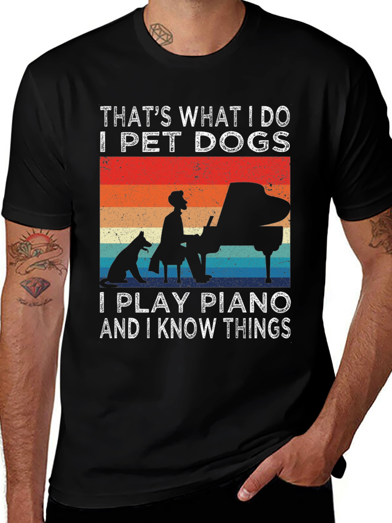 Dog Lover Piano Player T-Shirt - I Pet Dogs
