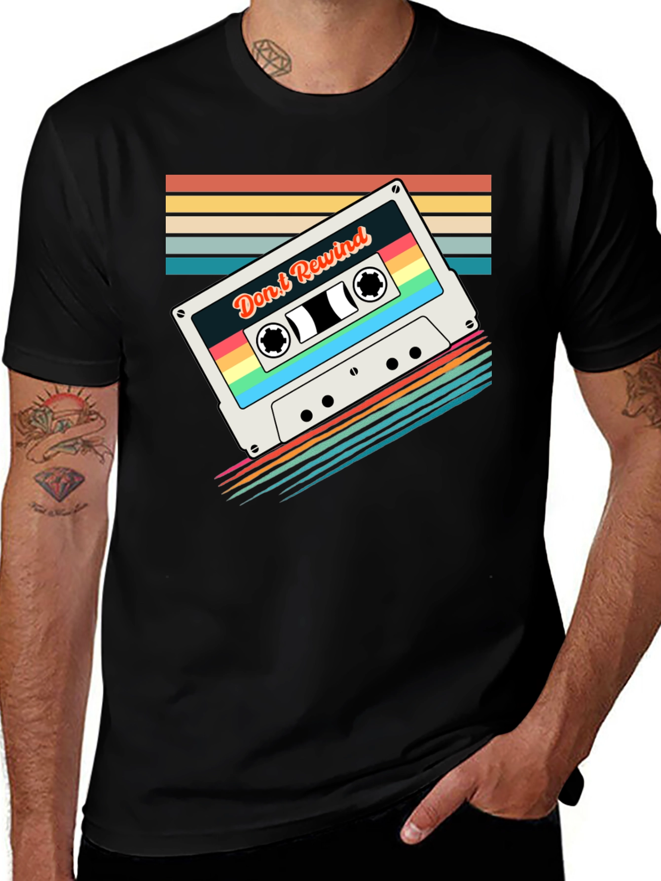 Variant 26 of Retro Mixtape T-Shirt - Don't Rewind Black Tee