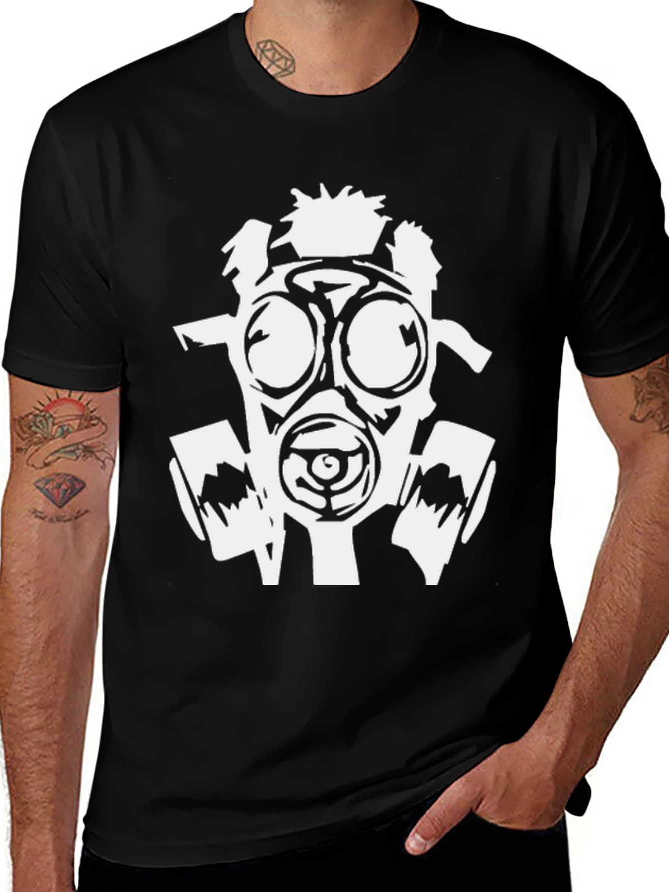 Variant 28 of Gas Mask Graphic Black T-Shirt