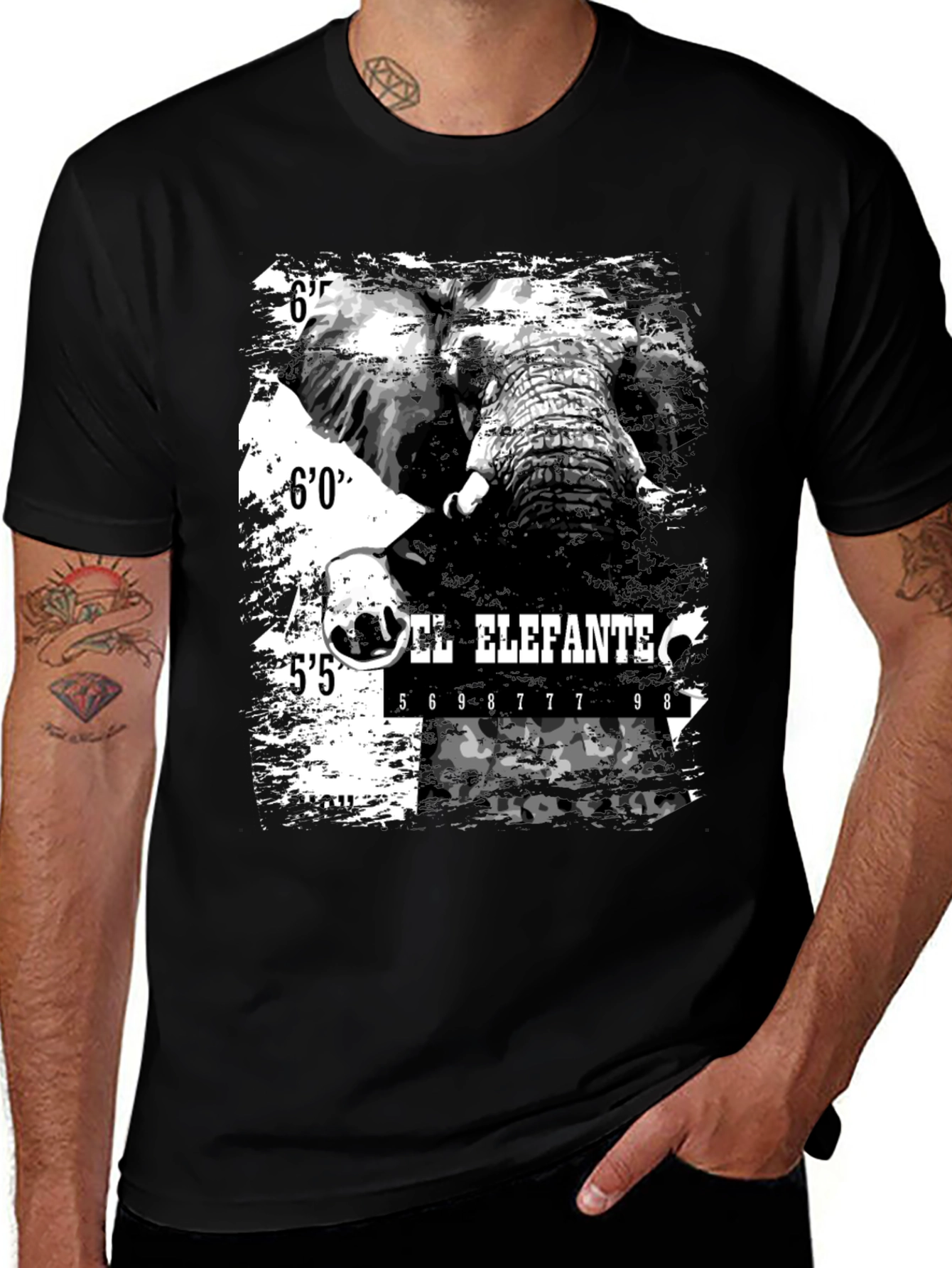 Variant 19 of El Elefante Graphic T-Shirt - Black