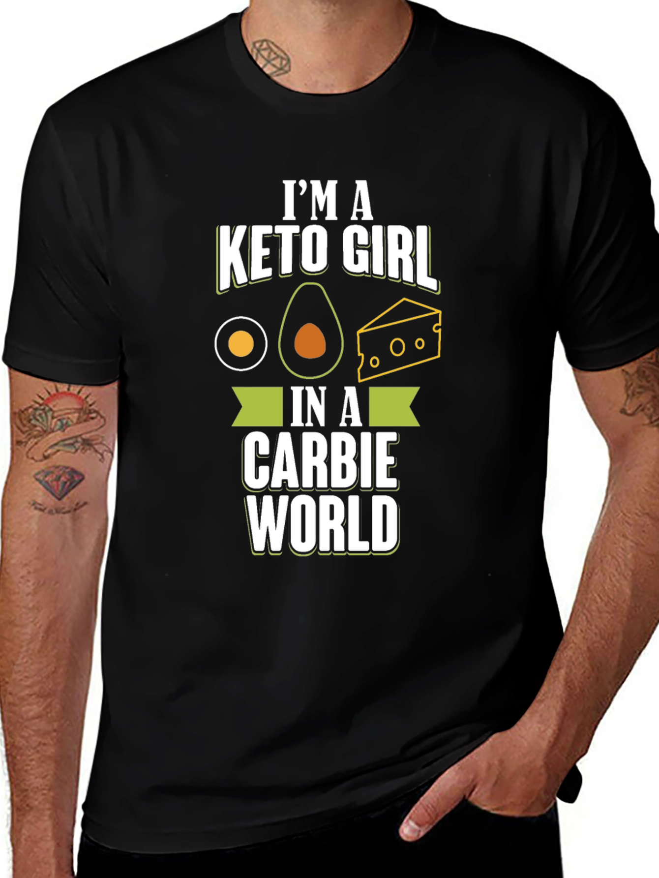 Variant 17 of Keto Girl in a Carbie World T-Shirt - Funny Diet Tee