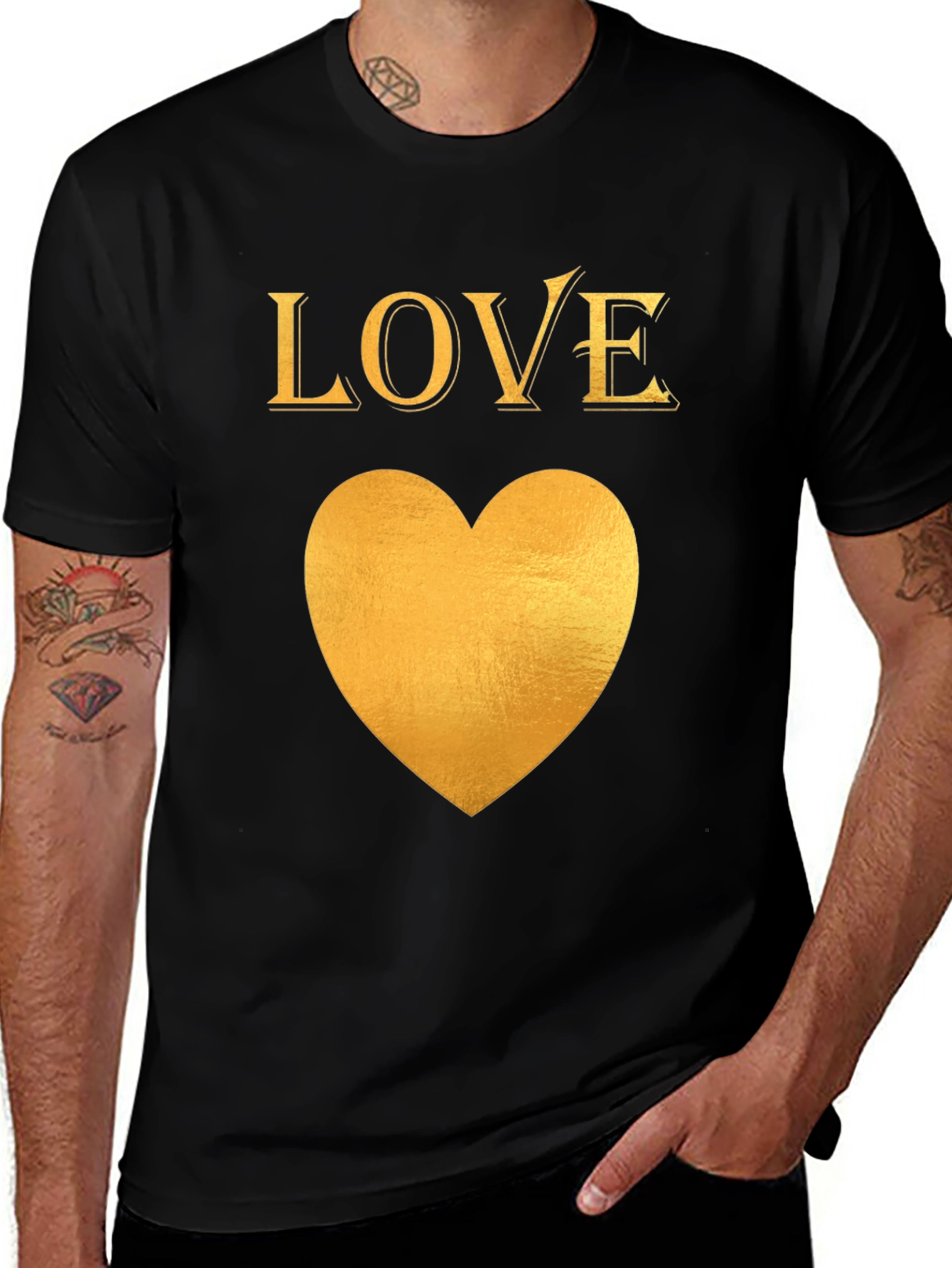 Variant 14 of Love Heart Graphic Black T-Shirt