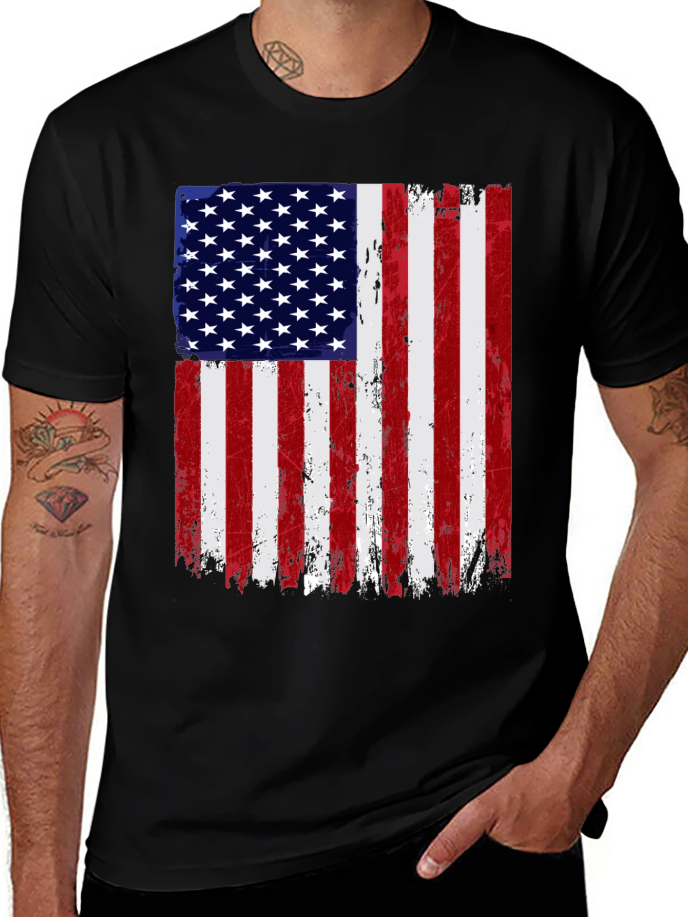 Variant 15 of Distressed American Flag Graphic Tee