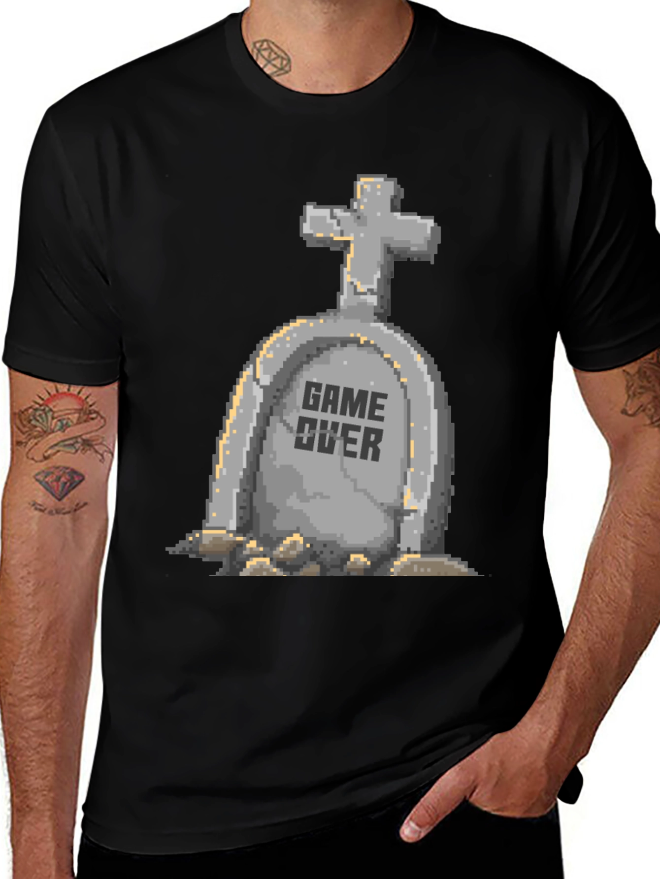 Game Over Pixel Art T-Shirt - Black