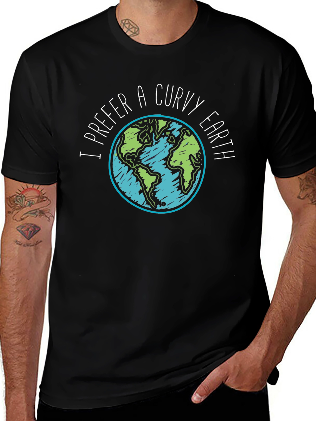 Variant 11 of Curvy Earth Graphic Tee - Flat Earth Society Humor T-Shirt