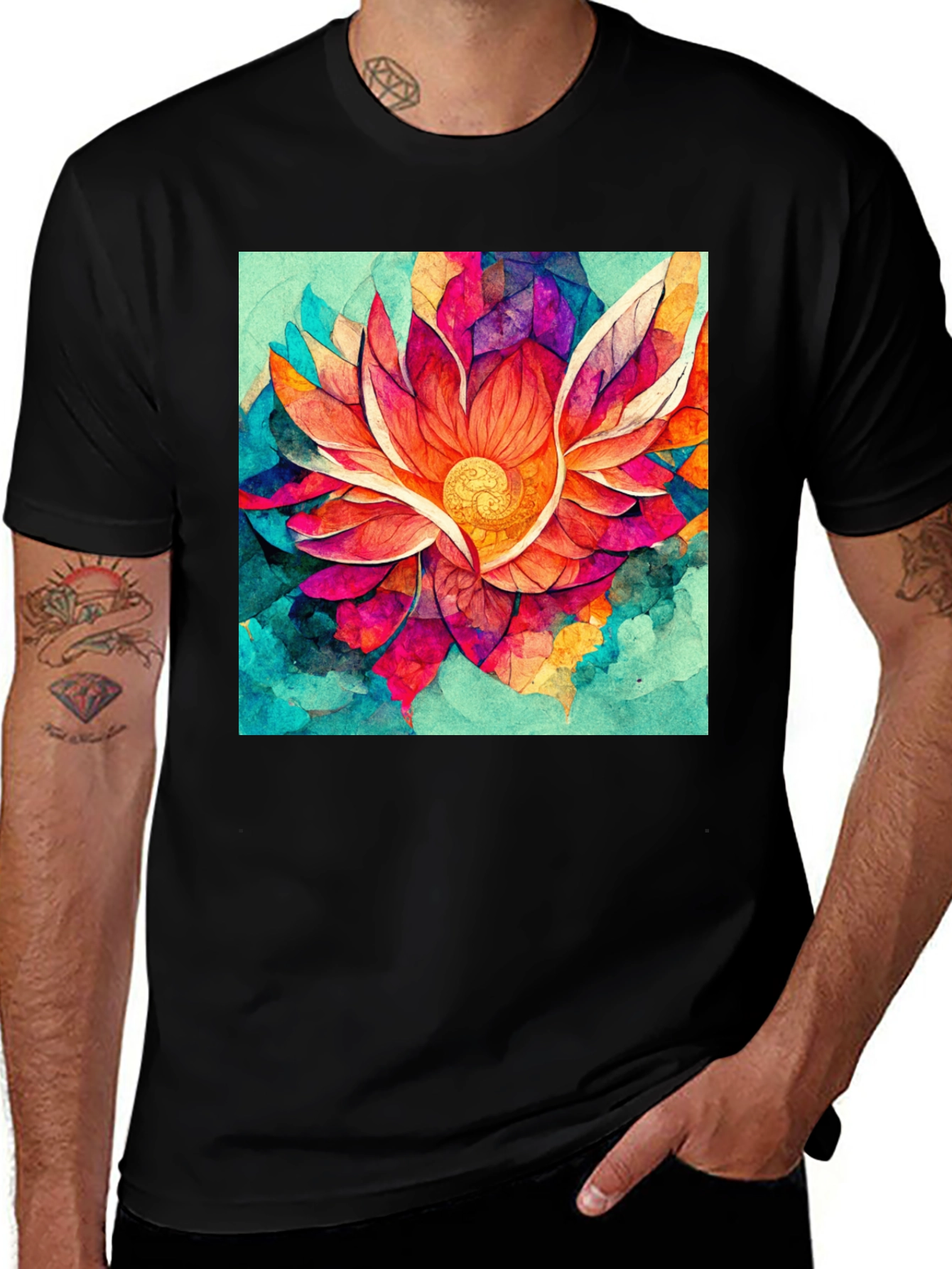 Variant 24 of Abstract Lotus Flower Graphic T-Shirt
