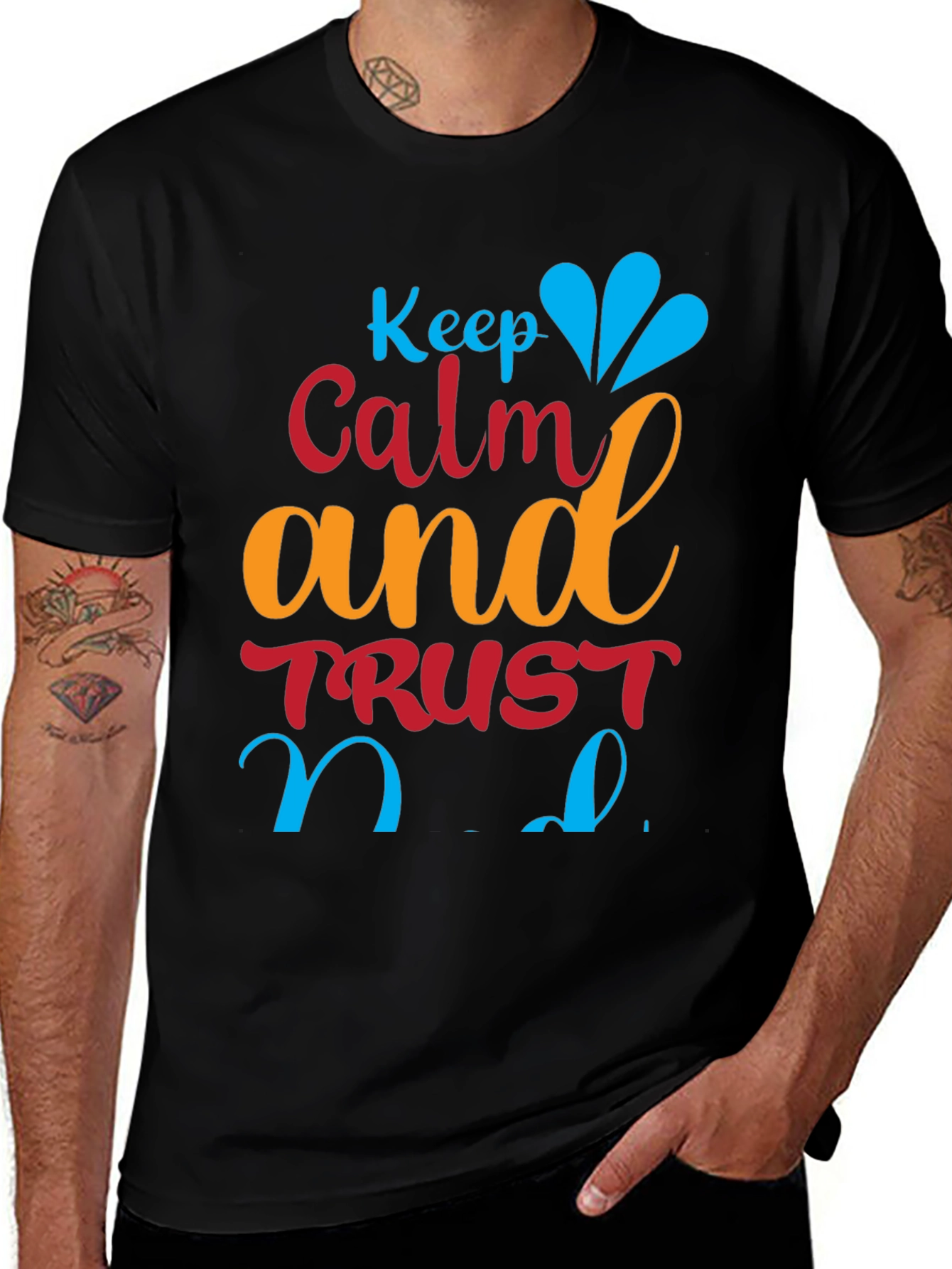 Variant 16 of Keep Calm Graphic Tee - Trust God Black Cotton T-Shirt