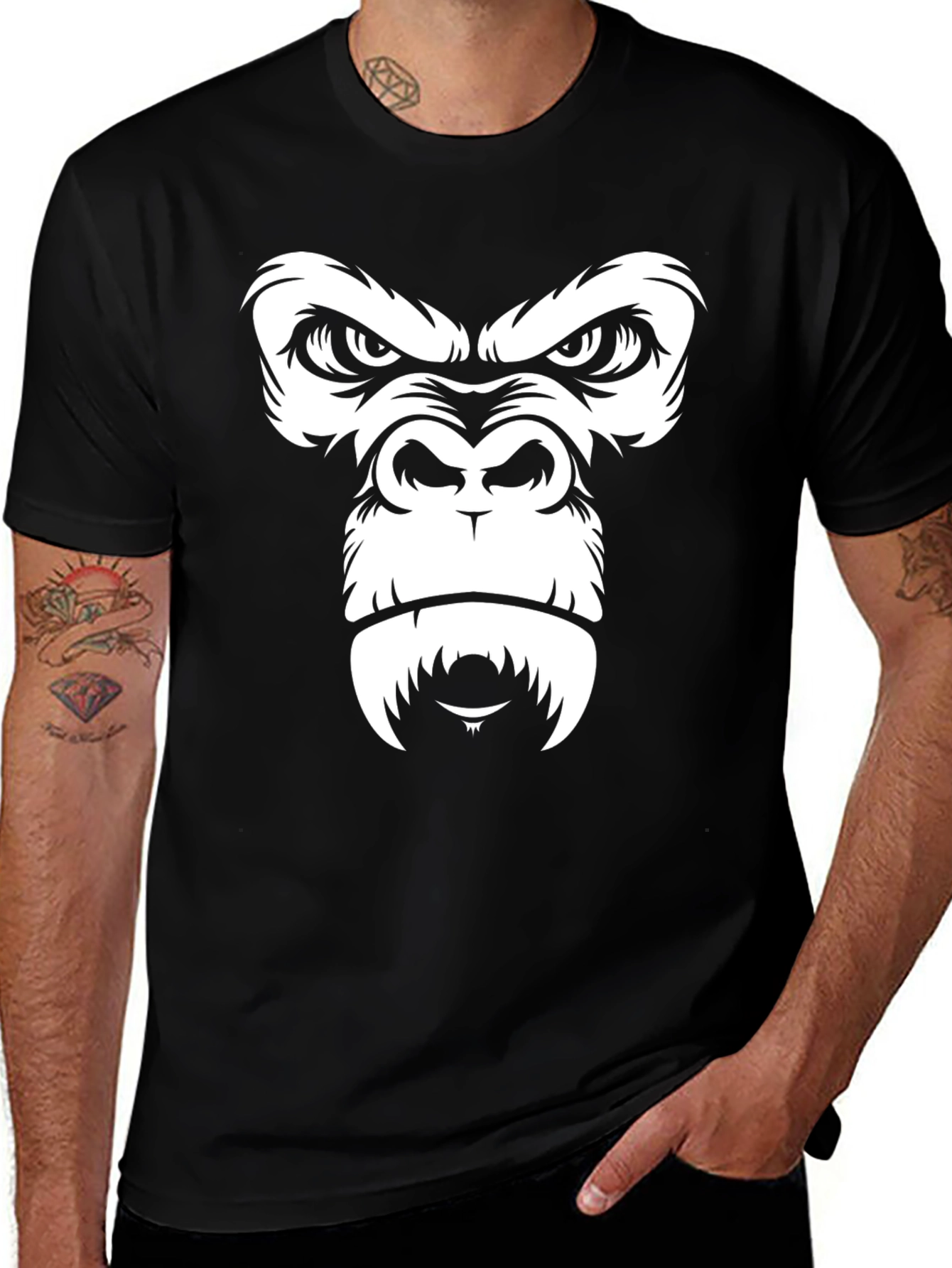 Variant 26 of Gorilla Graphic Tee - Black Cotton T-Shirt