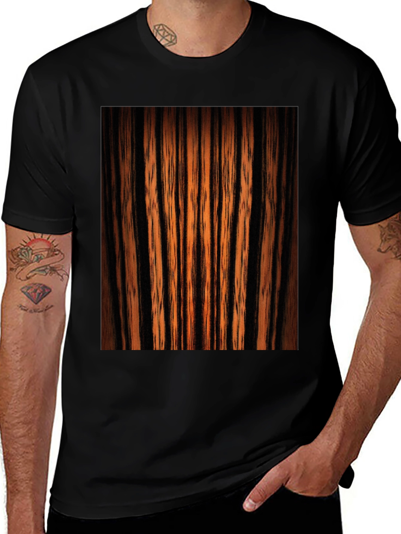 Variant 14 of Abstract Woodgrain Graphic Black T-Shirt