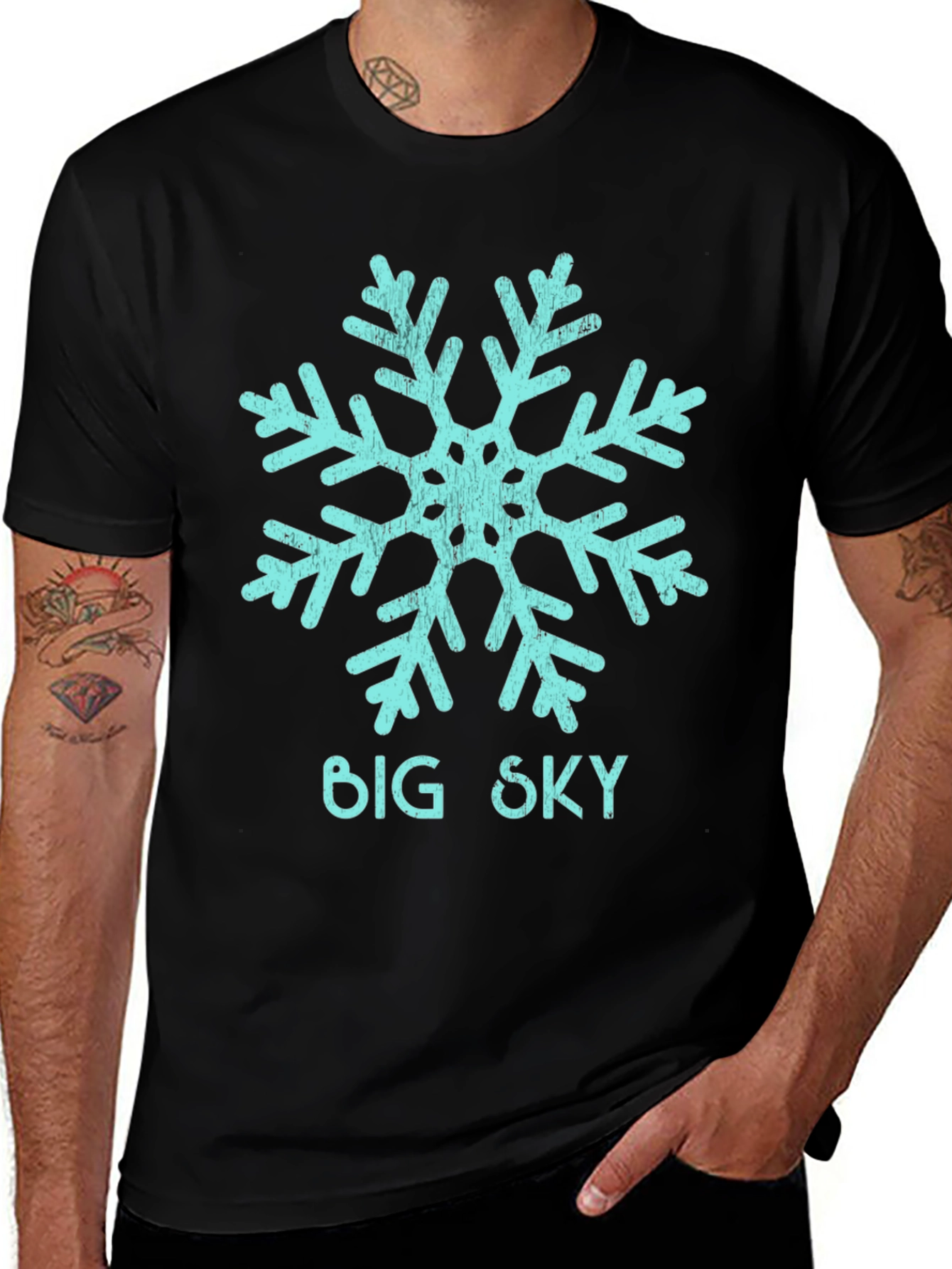 Variant 9 of Big Sky Snowflake Graphic Tee - Unisex Black T-Shirt