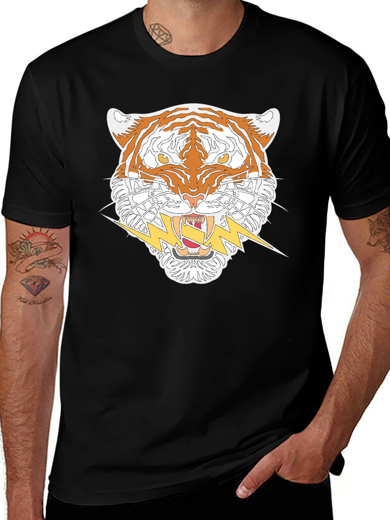 Variant 2 of Tiger with Lightning Bolt Graphic T-Shirt