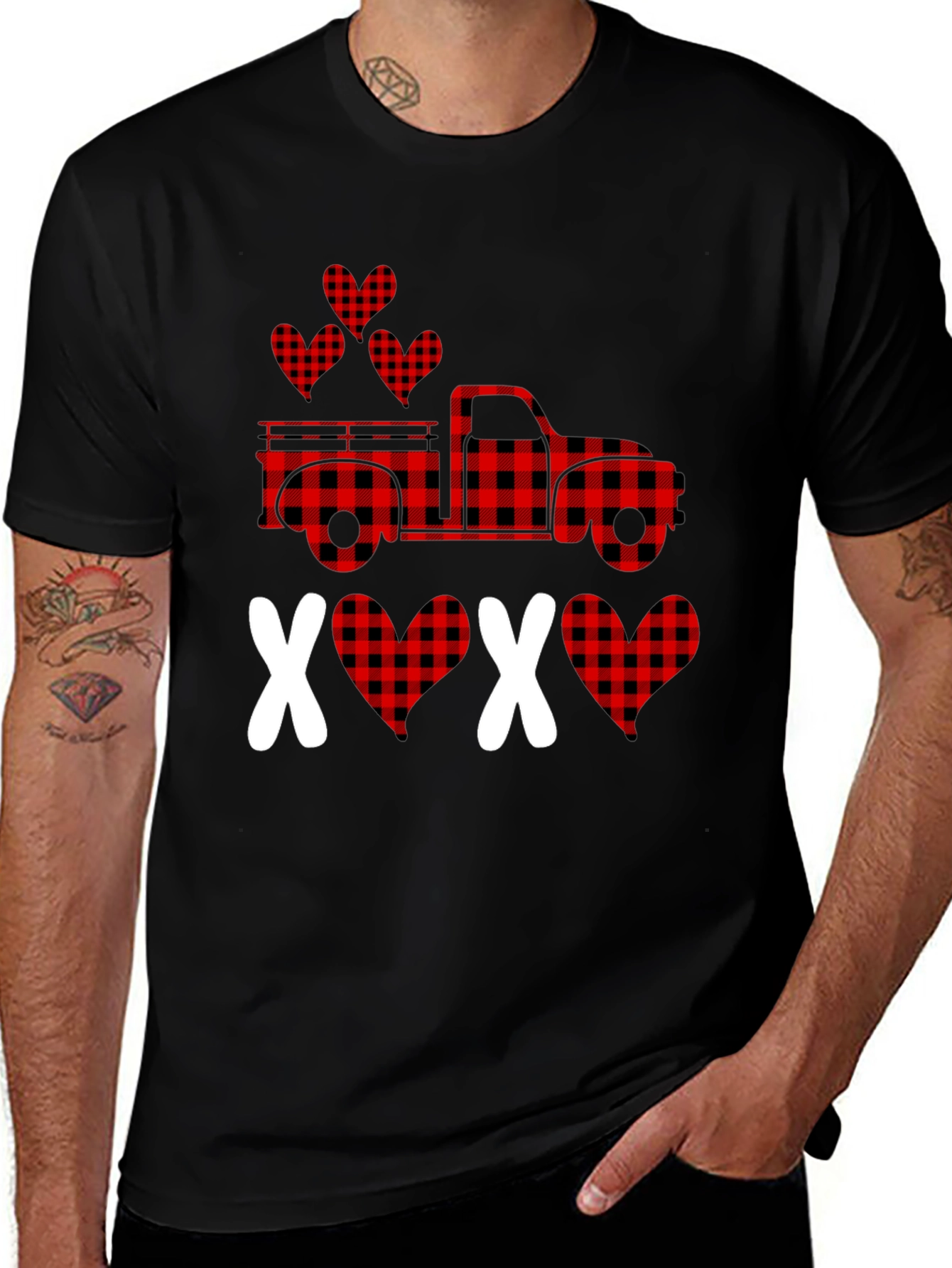 Buffalo Plaid Valentine's Truck T-Shirt