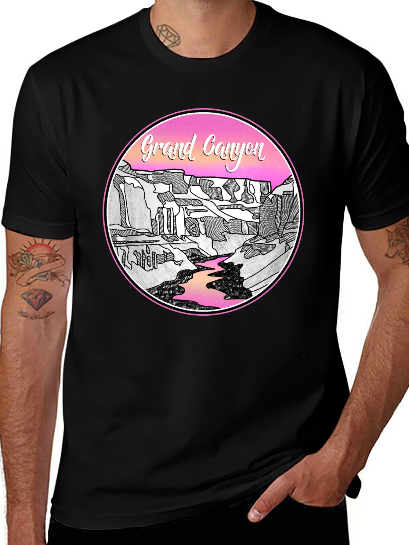 Grand Canyon Graphic Tee - Black Cotton Casual Shirt