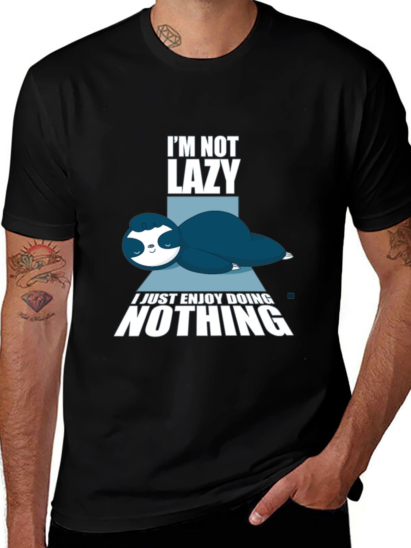 Variant 18 of Lazy Sloth Graphic Tee - I'm Not Lazy, Just Enjoy Doing Nothing