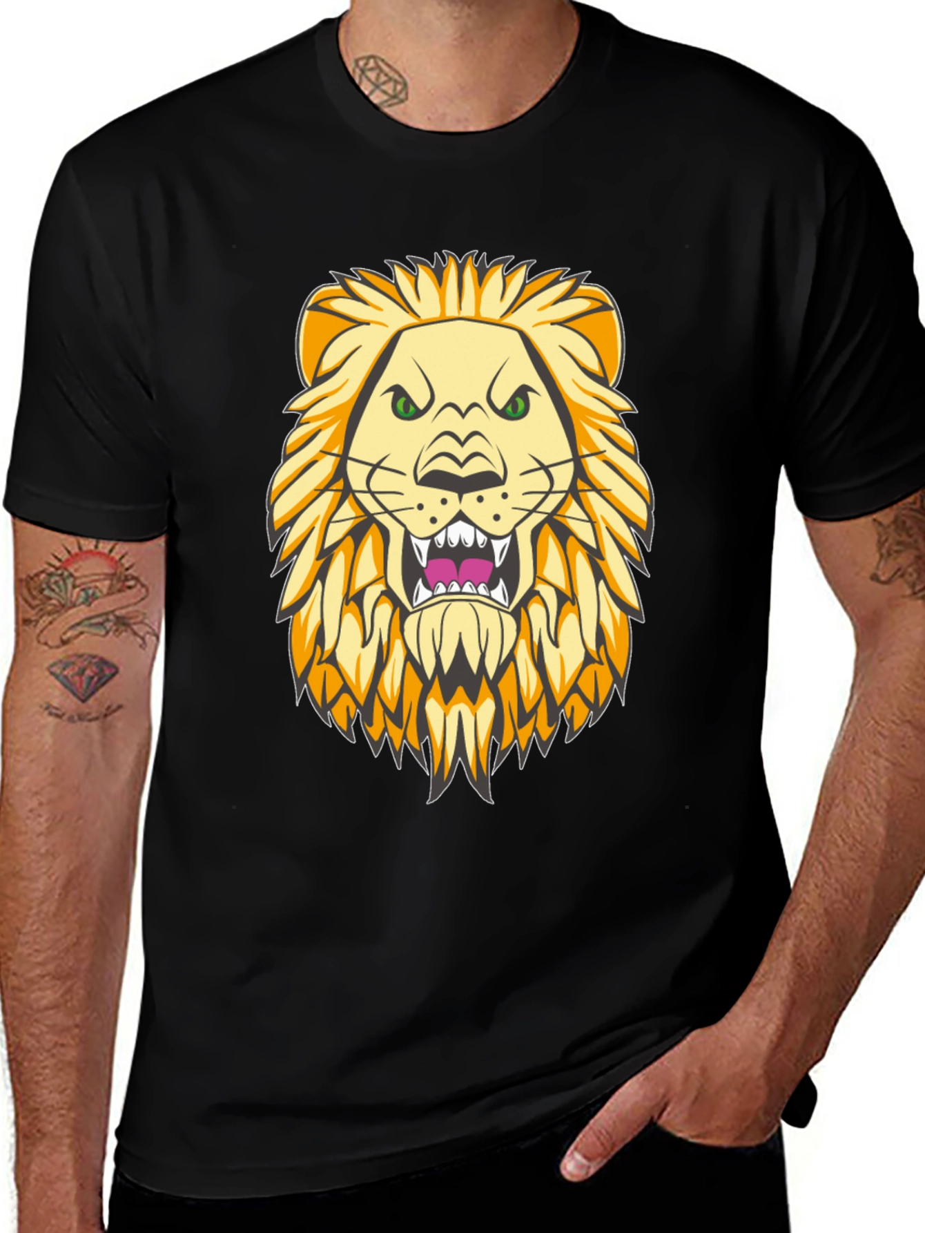 Variant 14 of Lion Graphic Print Black T-Shirt