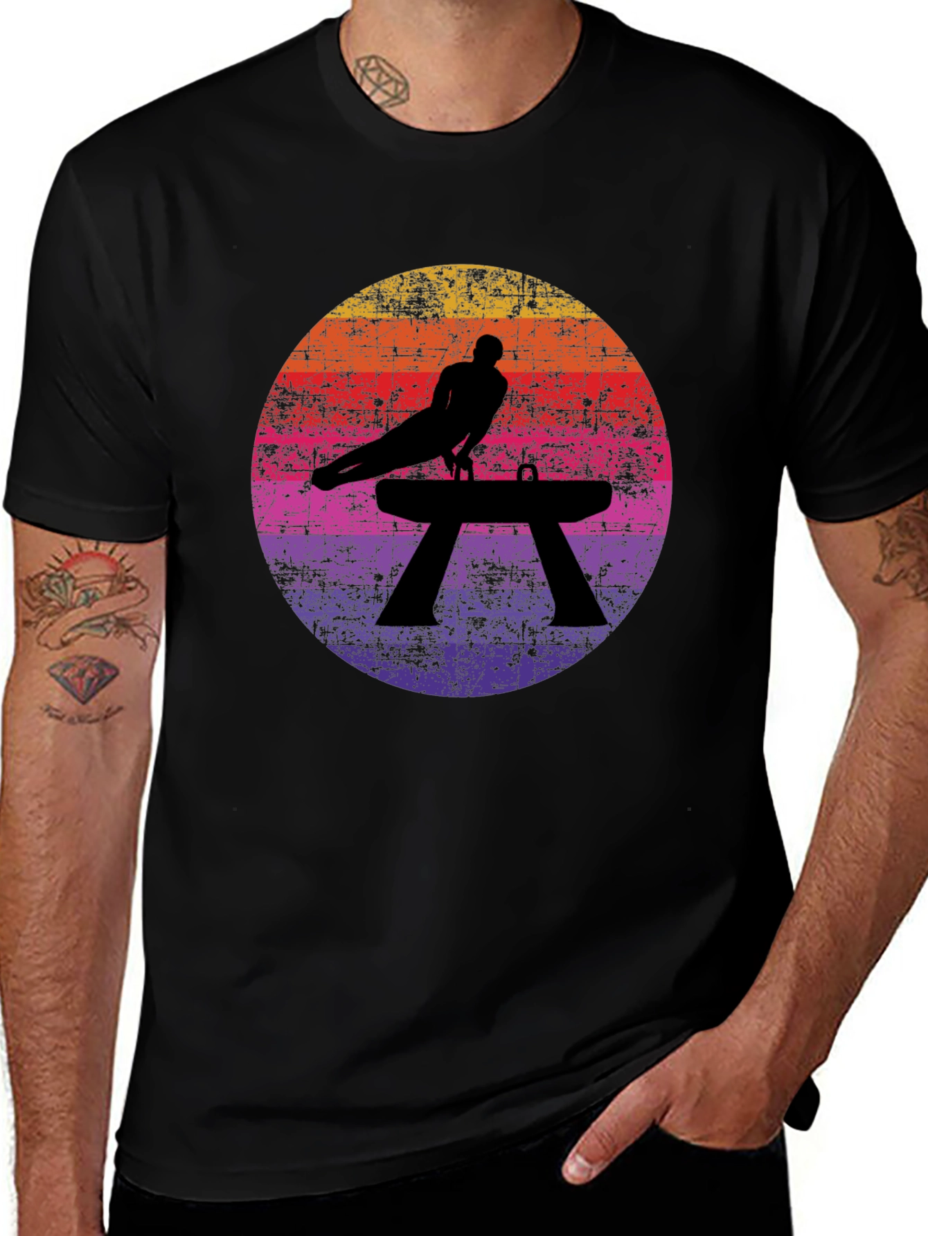 Variant 24 of Vintage Gymnast T-Shirt Retro Pommel Horse Tee